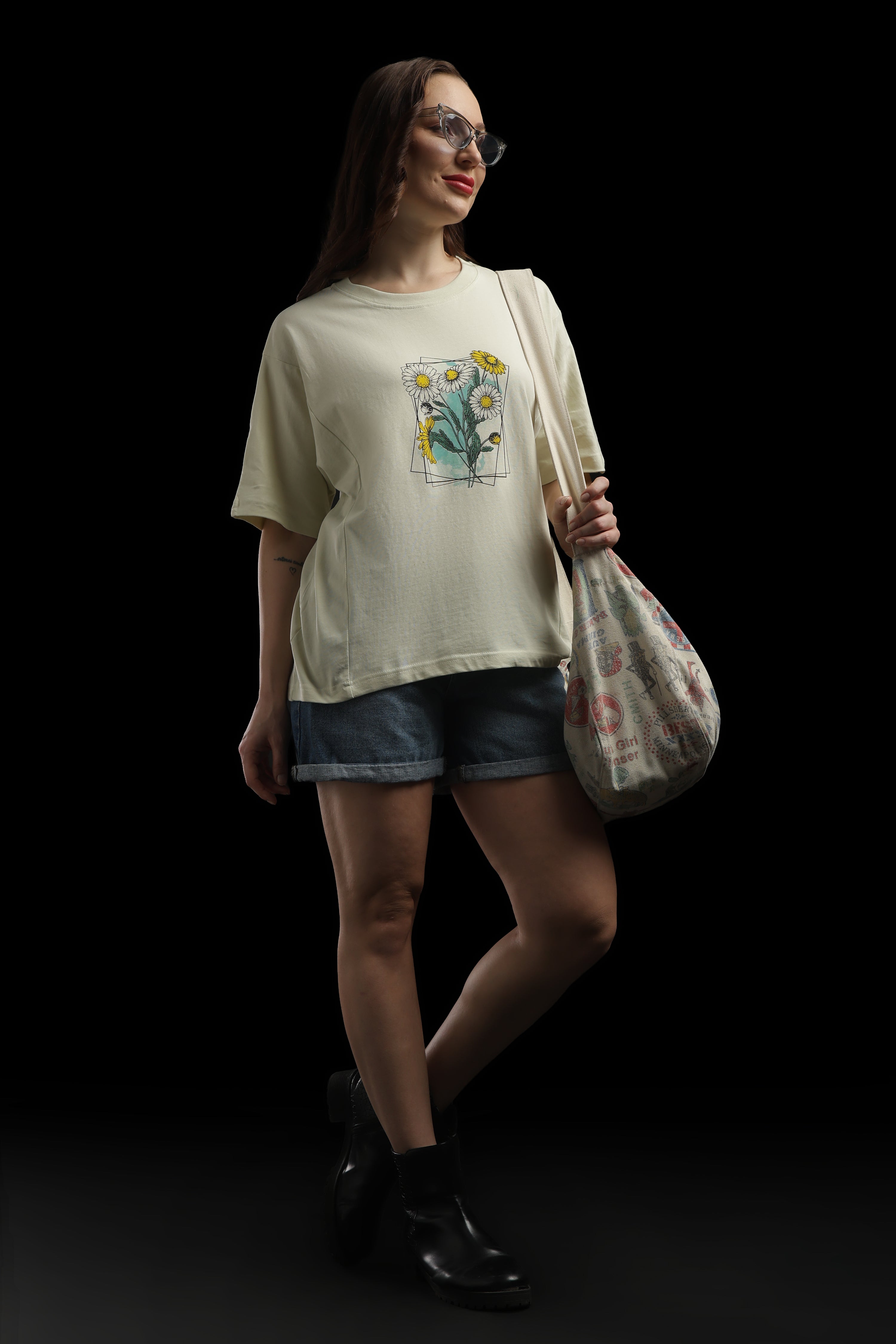 Women Green Cotton Printed T-Shirt