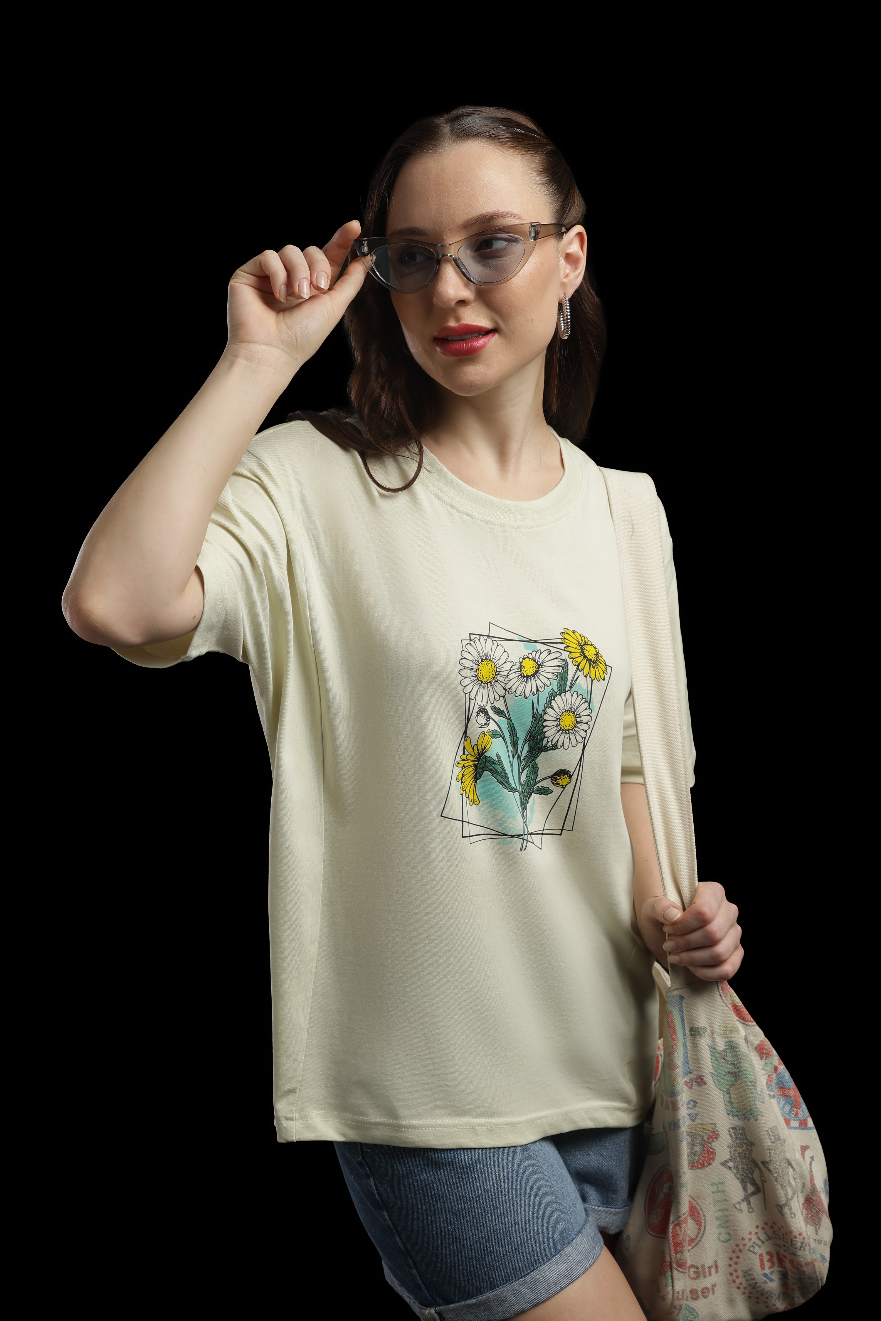 Women Green Cotton Printed T-Shirt