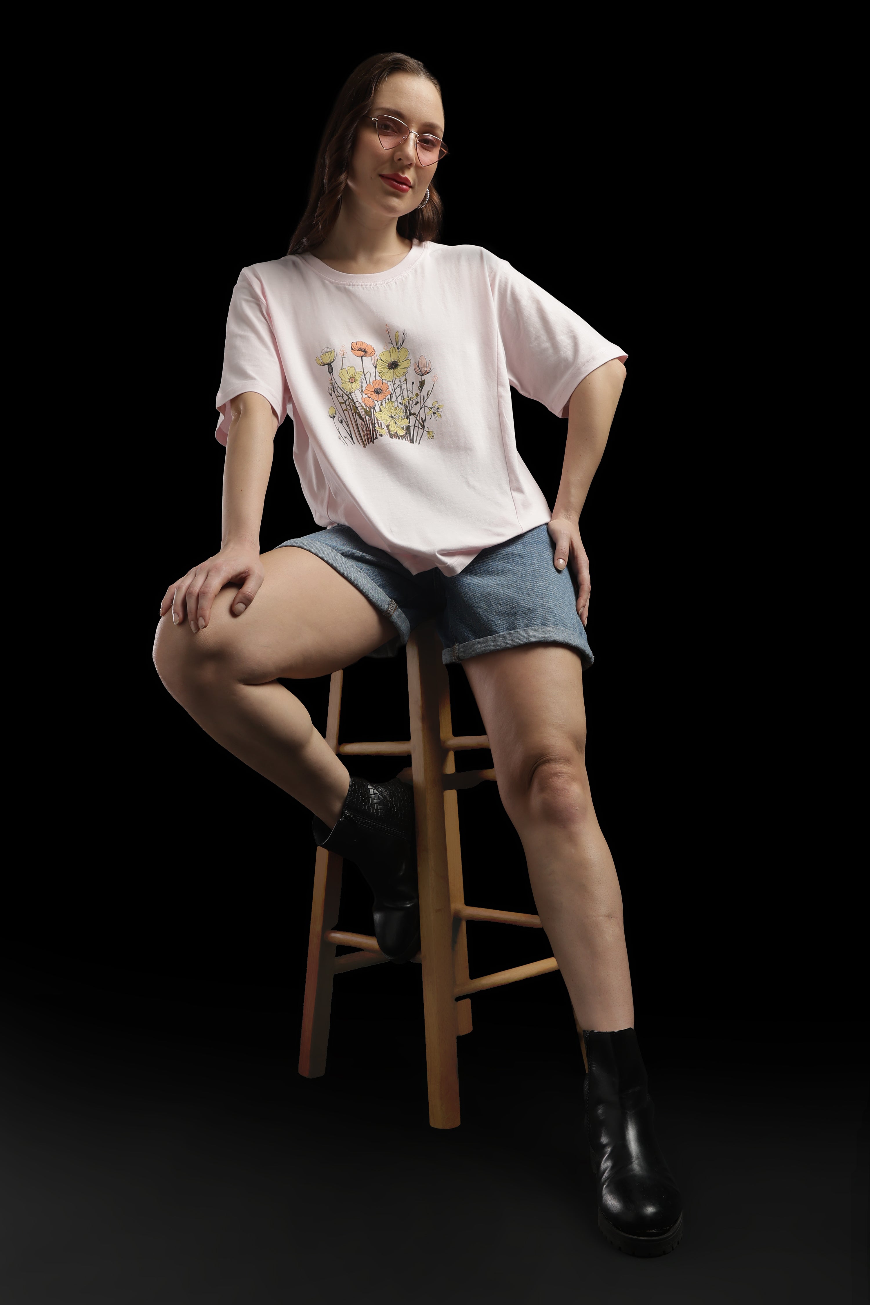 Women Pink Cotton Printed T-Shirt