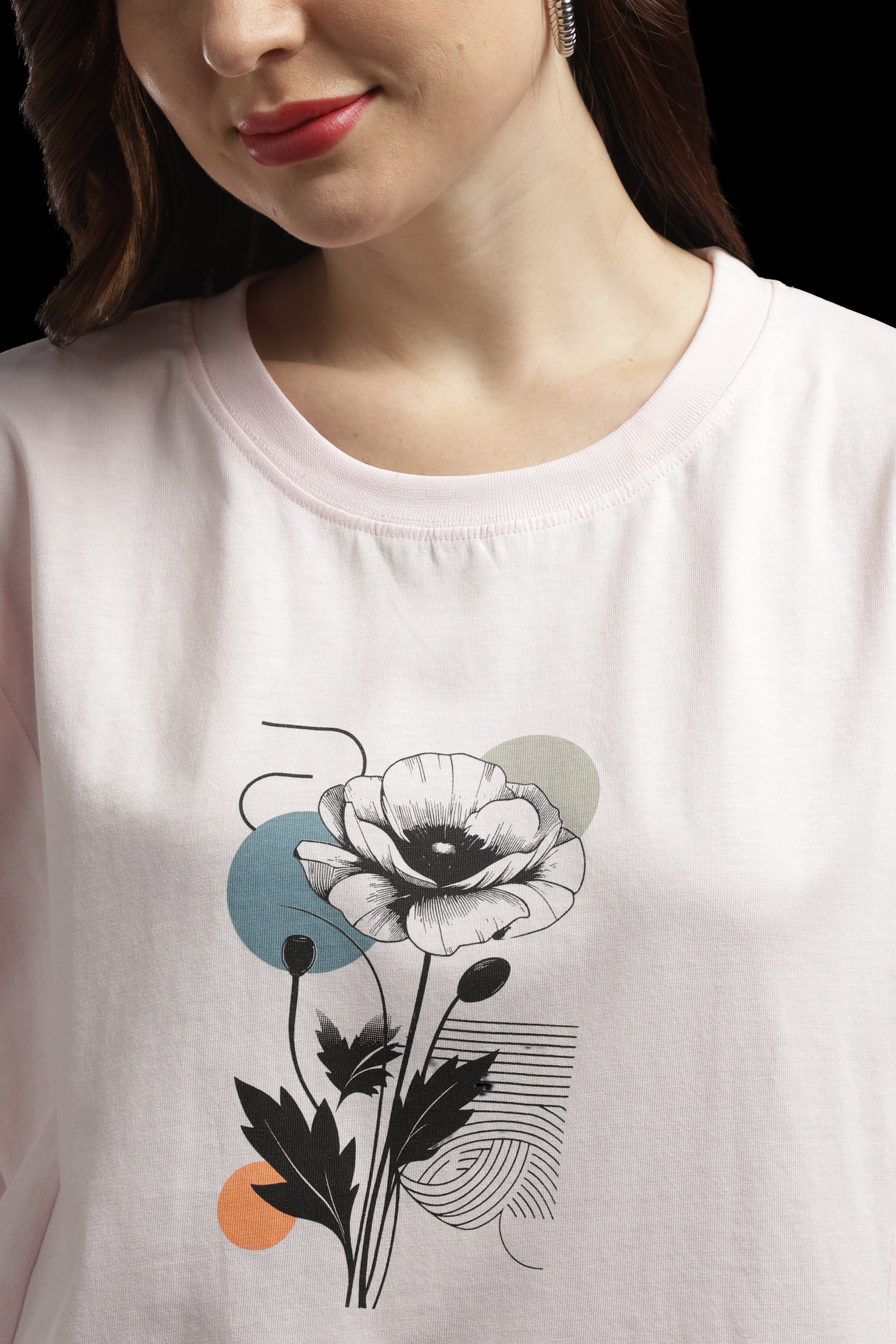 Women Pink Cotton Printed T-Shirt
