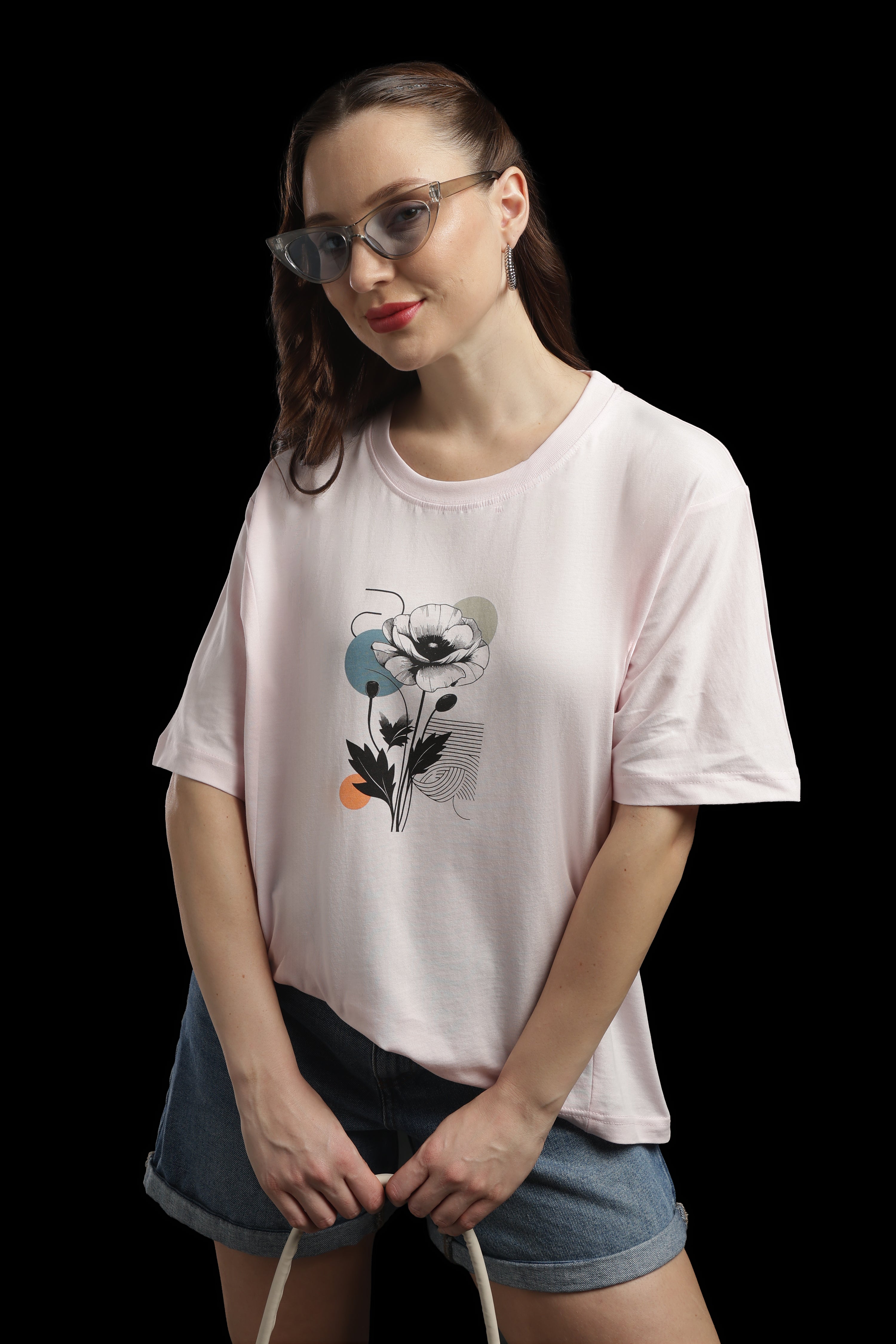 Women Pink Cotton Printed T-Shirt