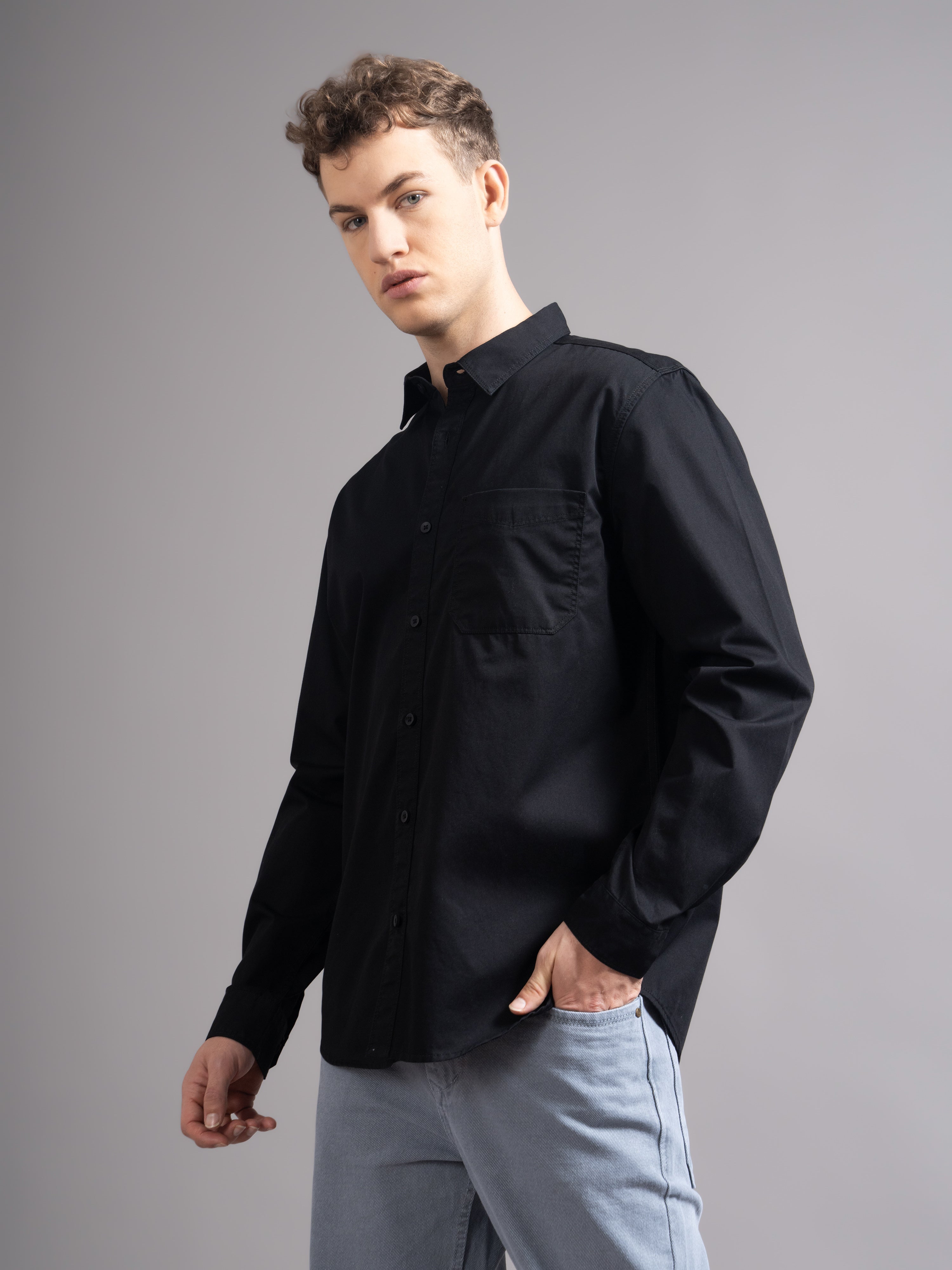 Men Black Twill Shirt