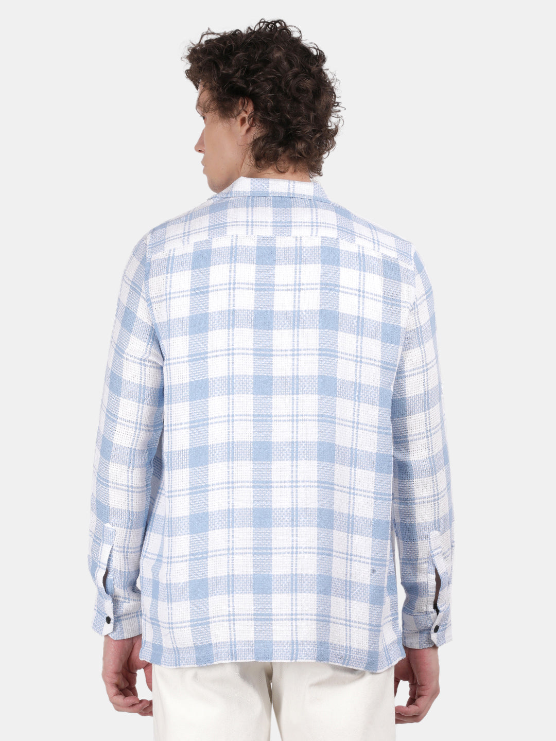 Men Sky blue Slim Fit Lapel Collar Full Sleeve Casual Shirt
