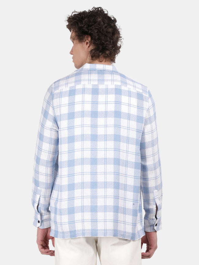 Men Sky blue Slim Fit Lapel Collar Full Sleeve Casual Shirt
