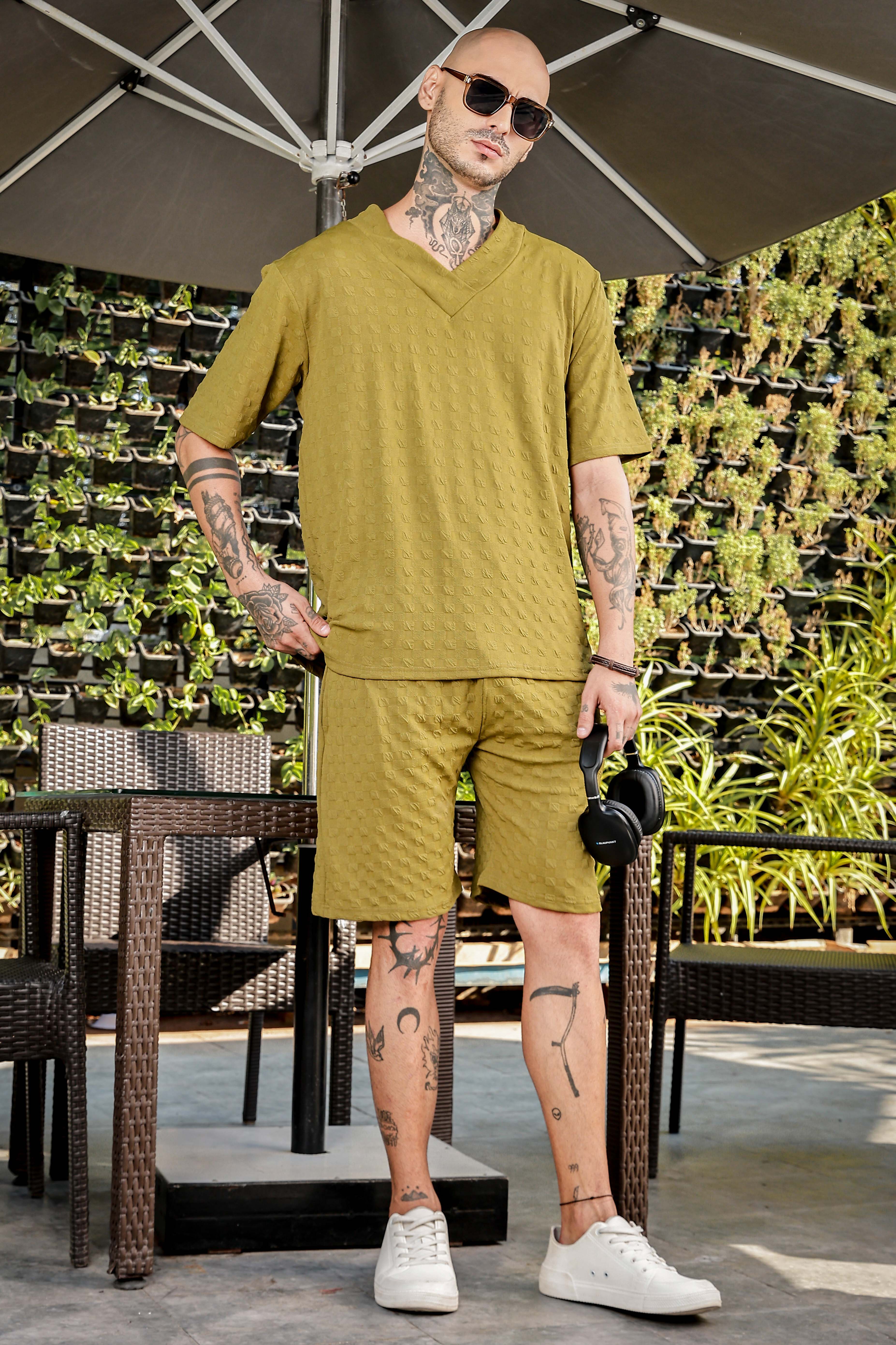 Unisex Olive Casual Shorts