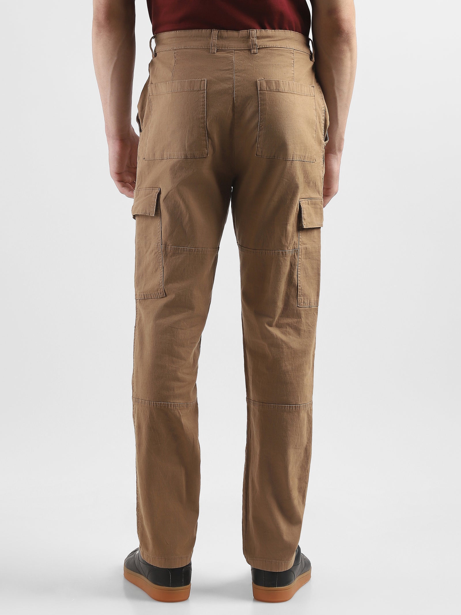Men Khaki Comfort Cargo Pants with 6 Pockets