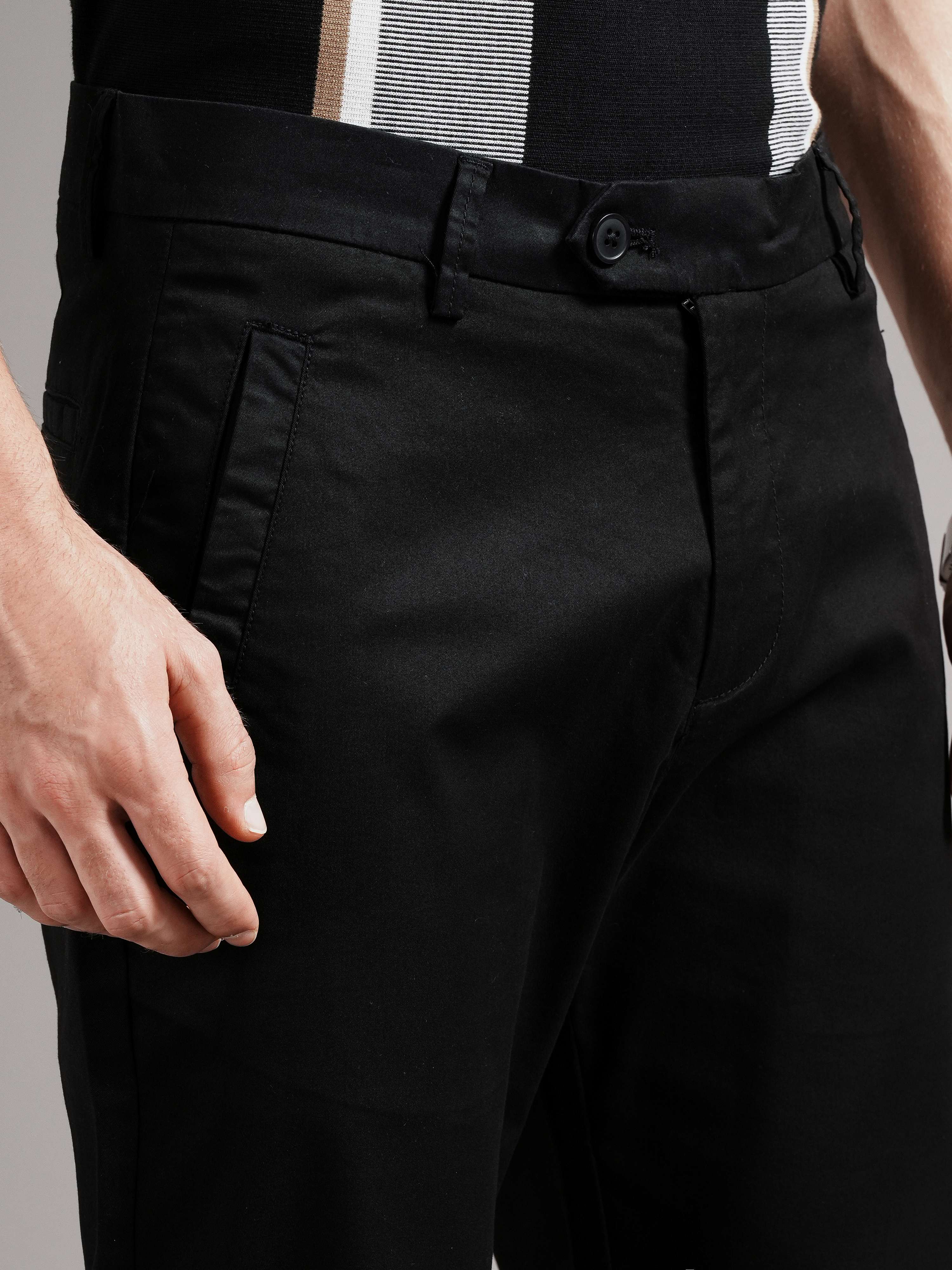 Men Black Tailored Fit Trousers