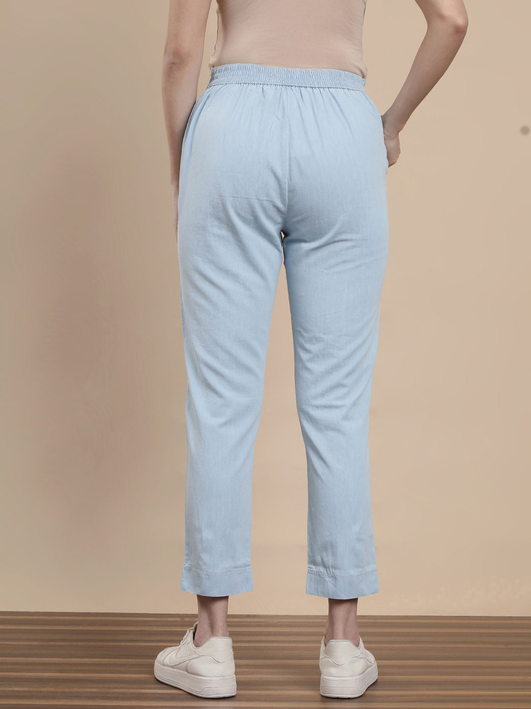 Women Blue Casual Pants