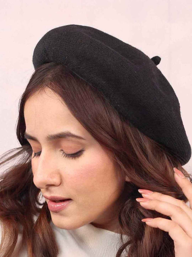 Black Wool Beret