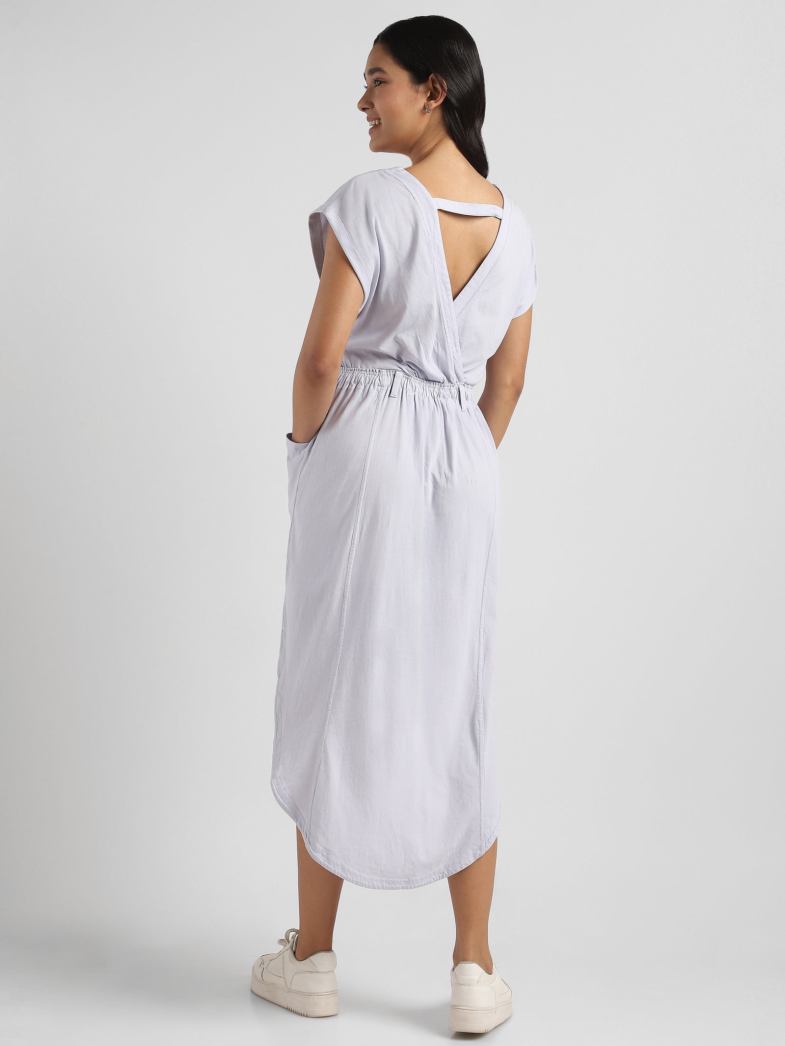 Women Lavender Maxi Dress with Side Slit