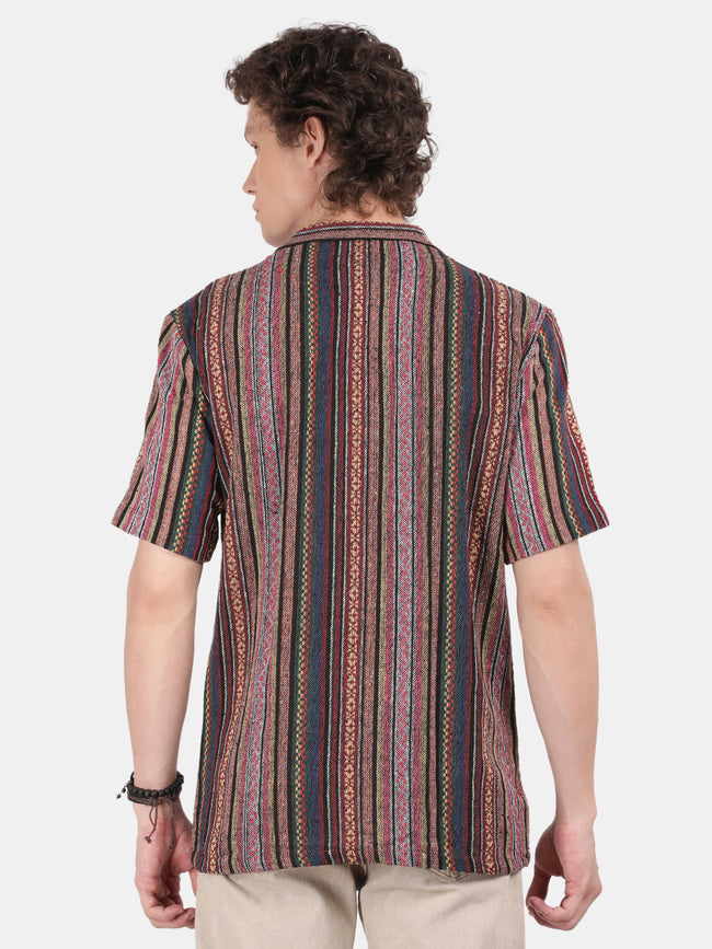 Men Pink Slim Fit Spread Collar Half Sleeve Casual Shirt