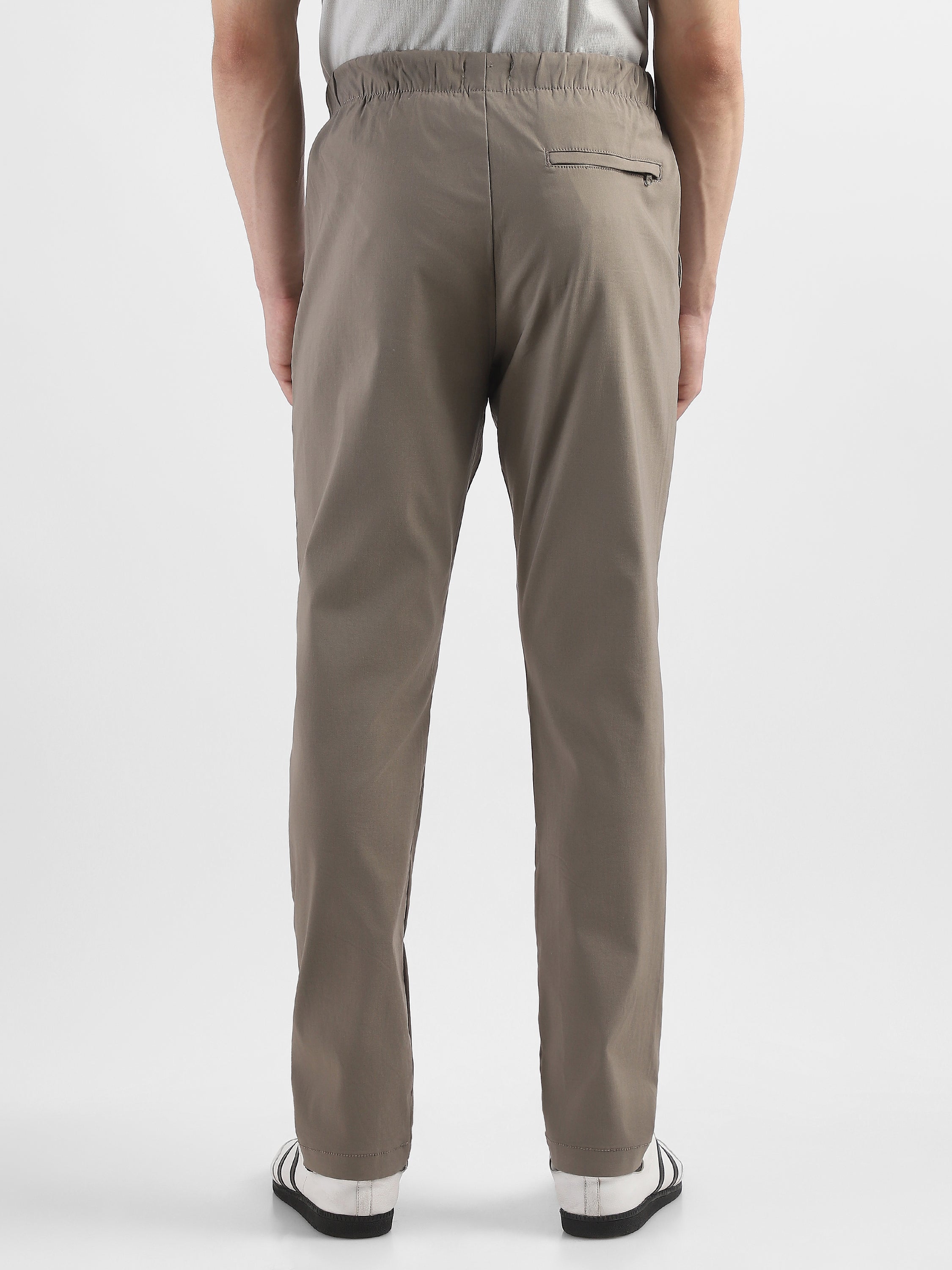 Men Brown Polyester Blend Pants