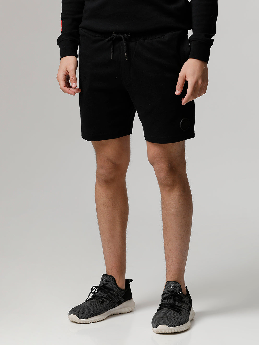 Men Ardor Edition Black Solid Slim Fit Knitted Shorts