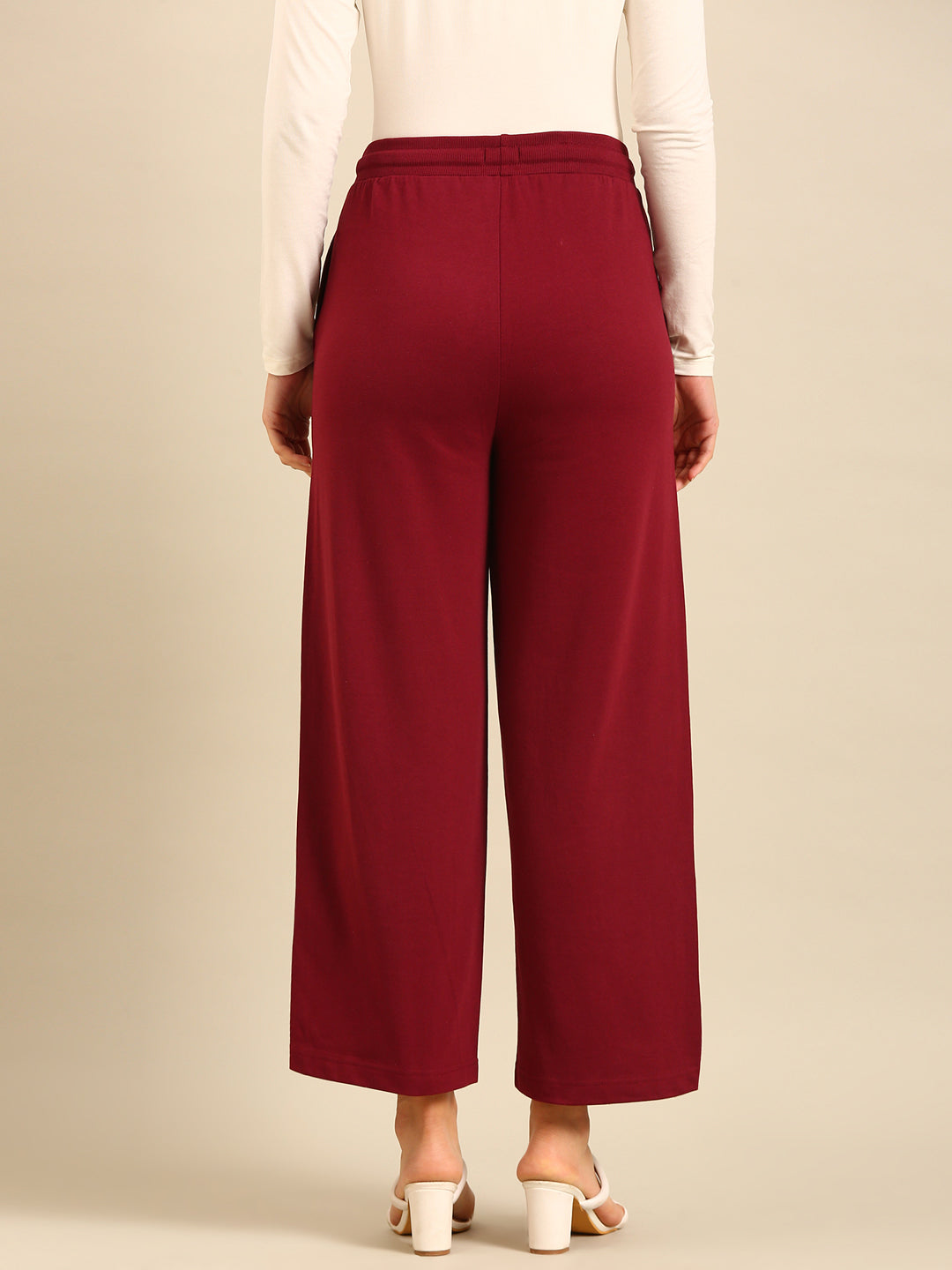 Women Burgundy Casual Pants