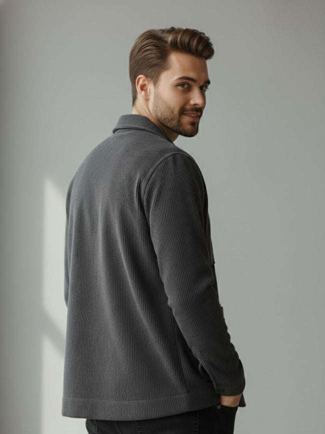 Men Grey Textured Casual Jacket