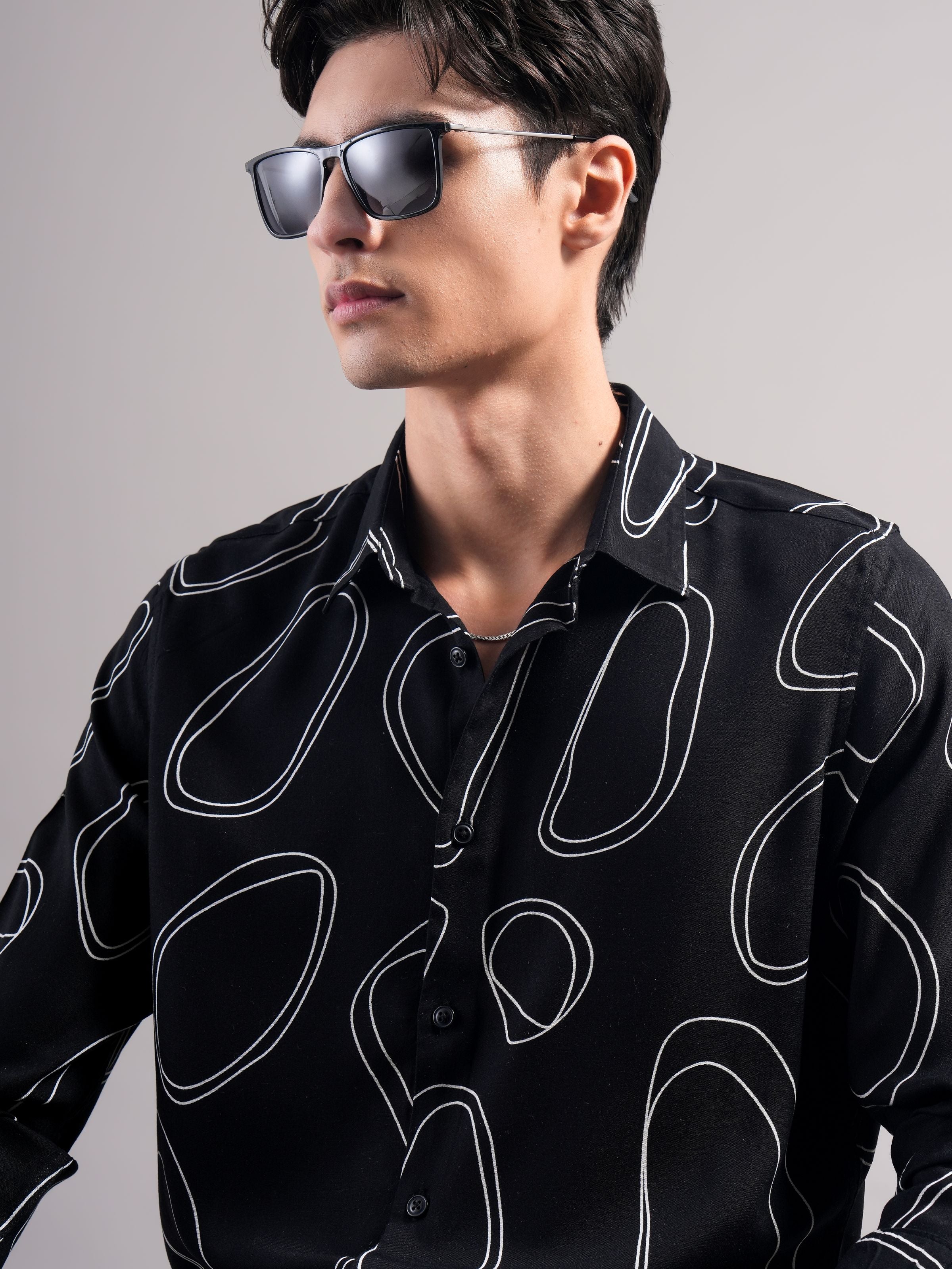 Men Black Printed Casual Shirt