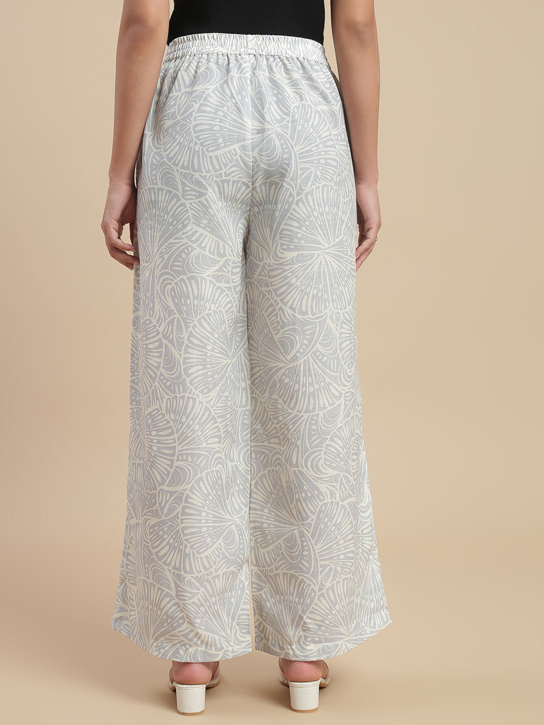 Women Off White Casual Palazzo