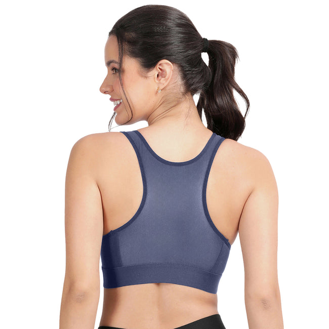 Non-padded Non-wired Full Coverage Removable Racer Back Sports Bra