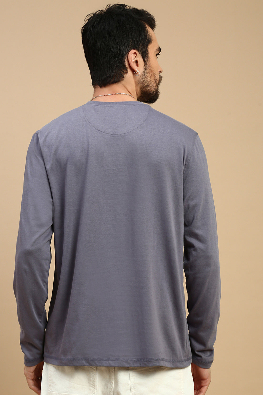Men Blue Crew Neck T-Shirt