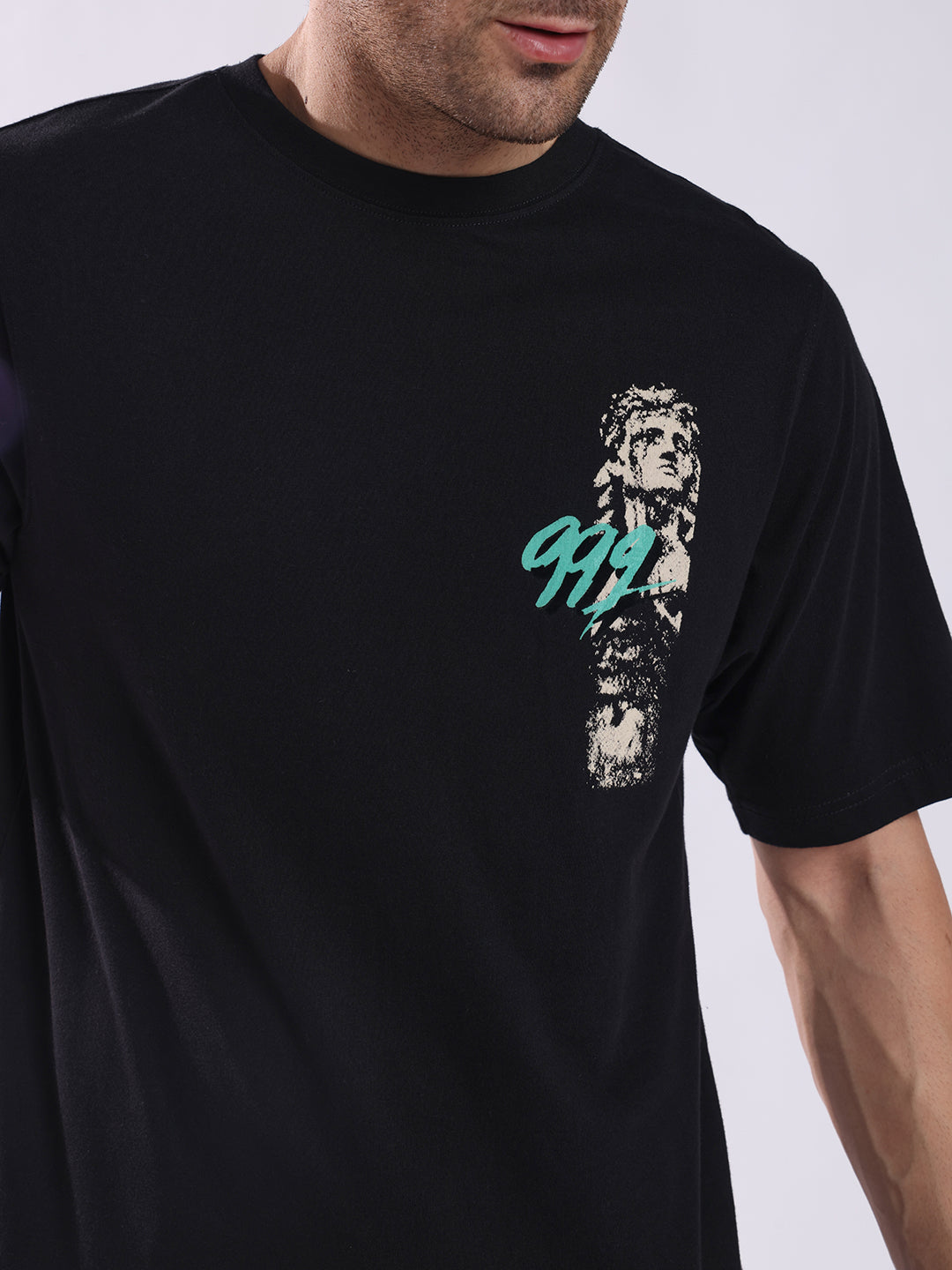 Men Black Cotton Oversized T-Shirt