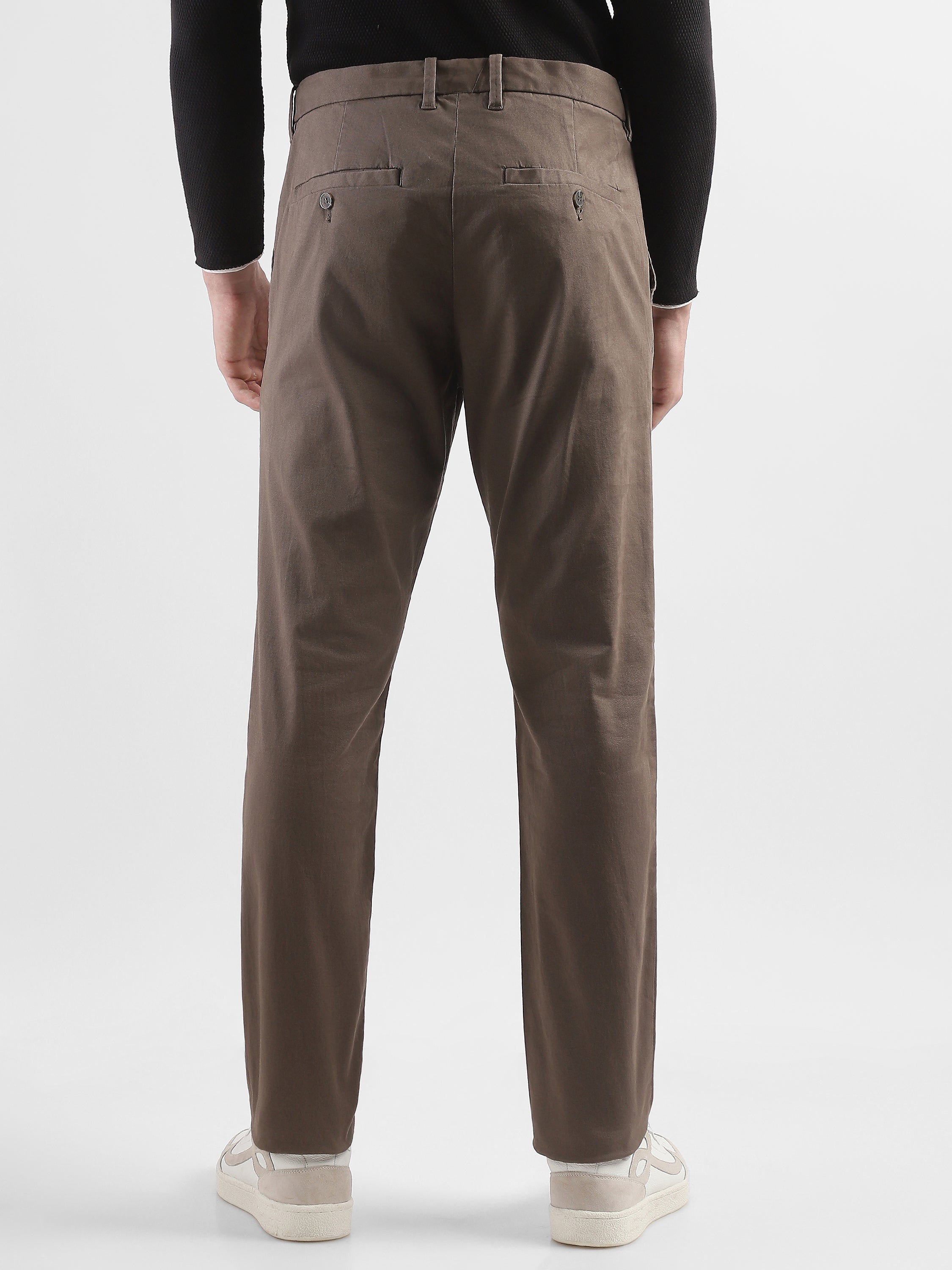 Men Brown Mid Rise Formal Trousers