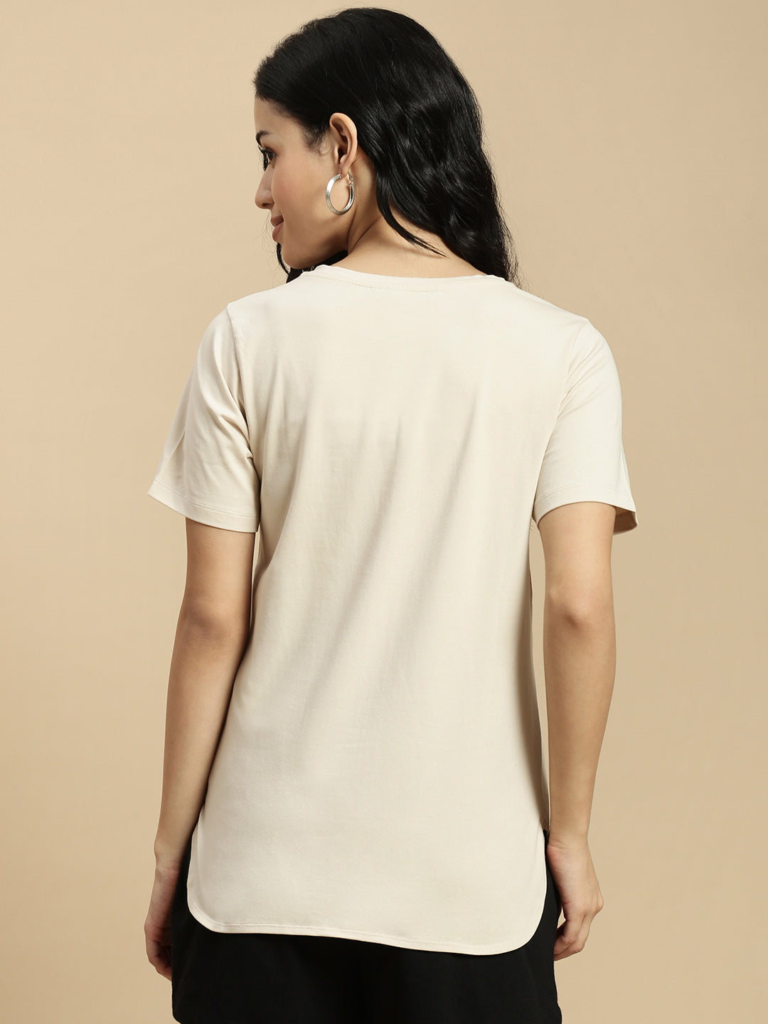 Women Beige Half Sleeve Top
