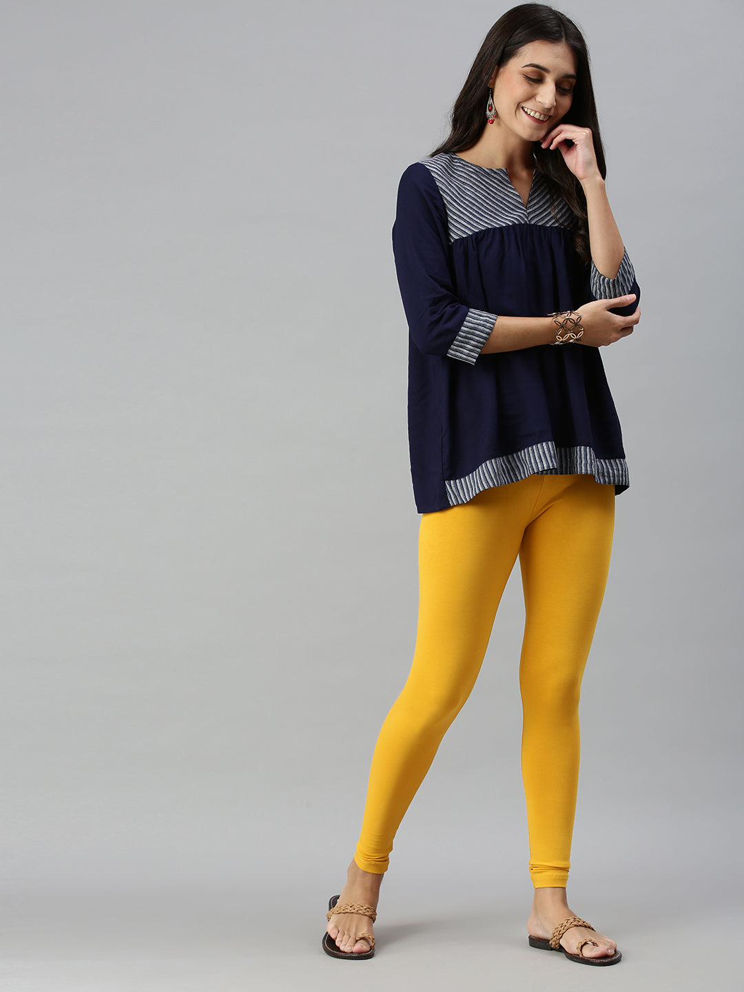 Women Mustard Casual Leggings
