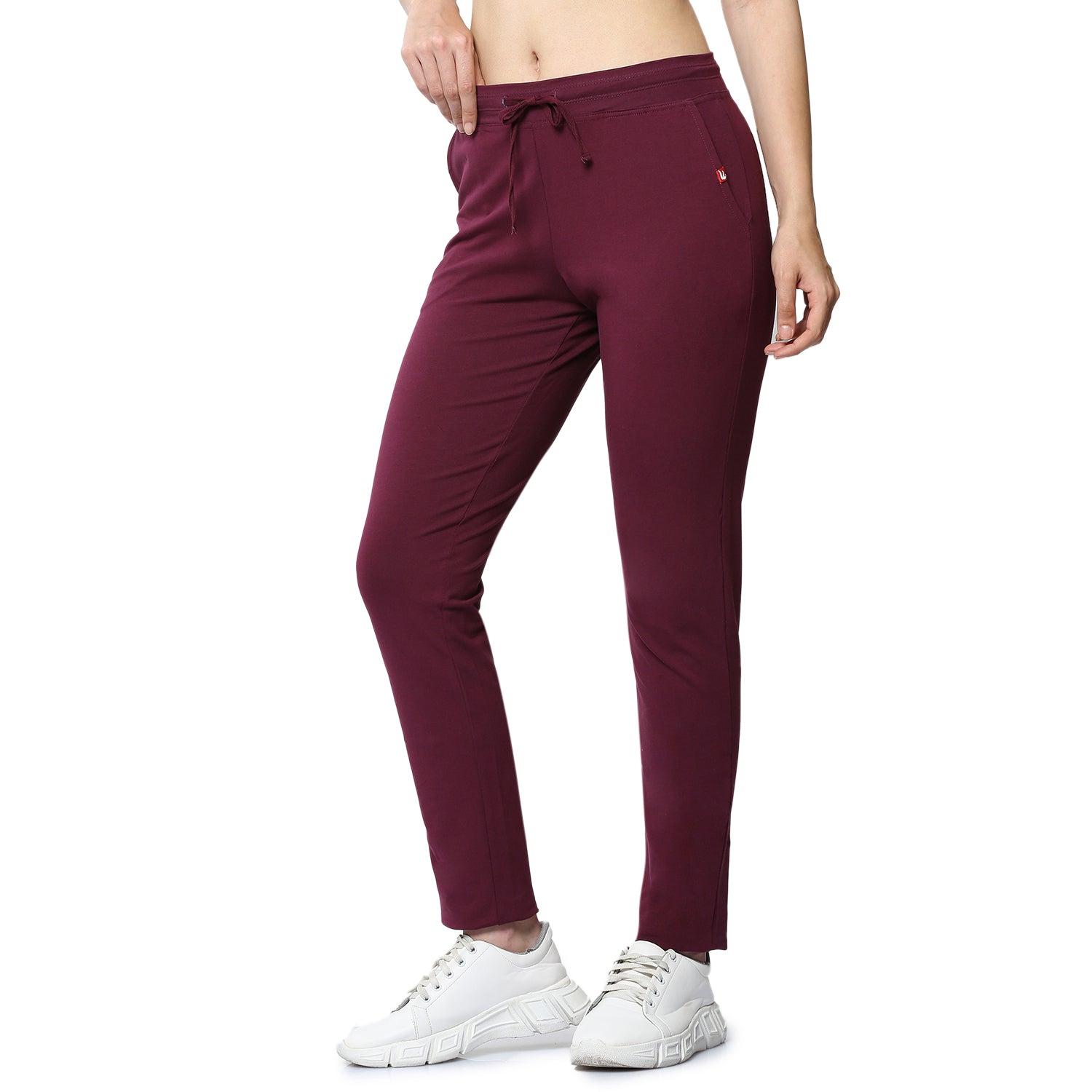 Women Wine Ankle Length Track Pant