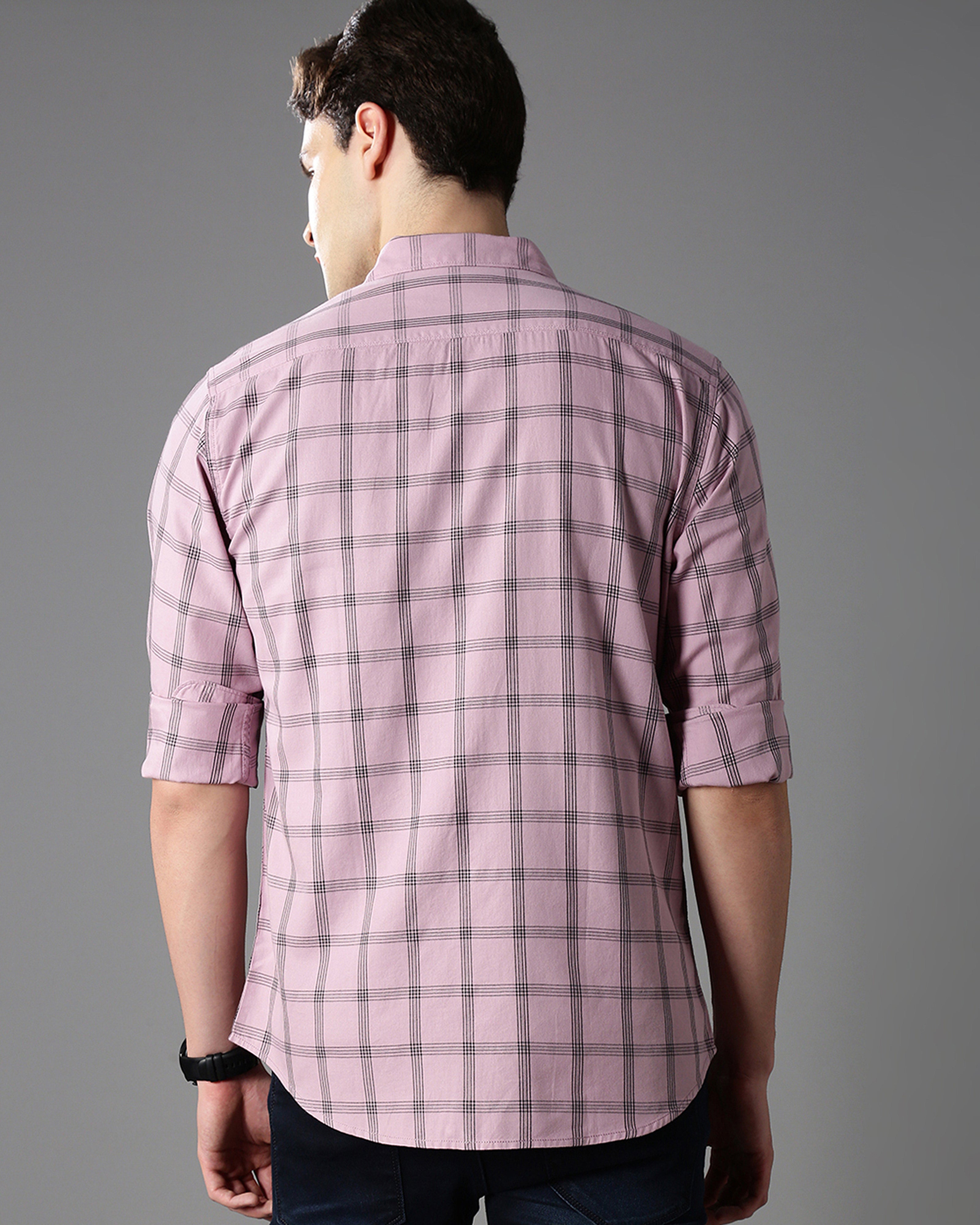 Men Pink Cotton Slim Shirt