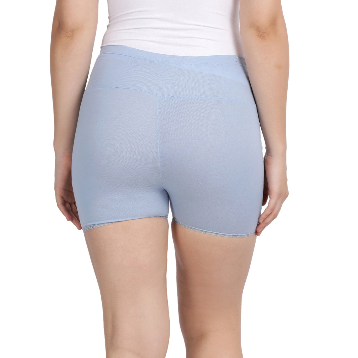 Women Blue Maternity Lace Shorts