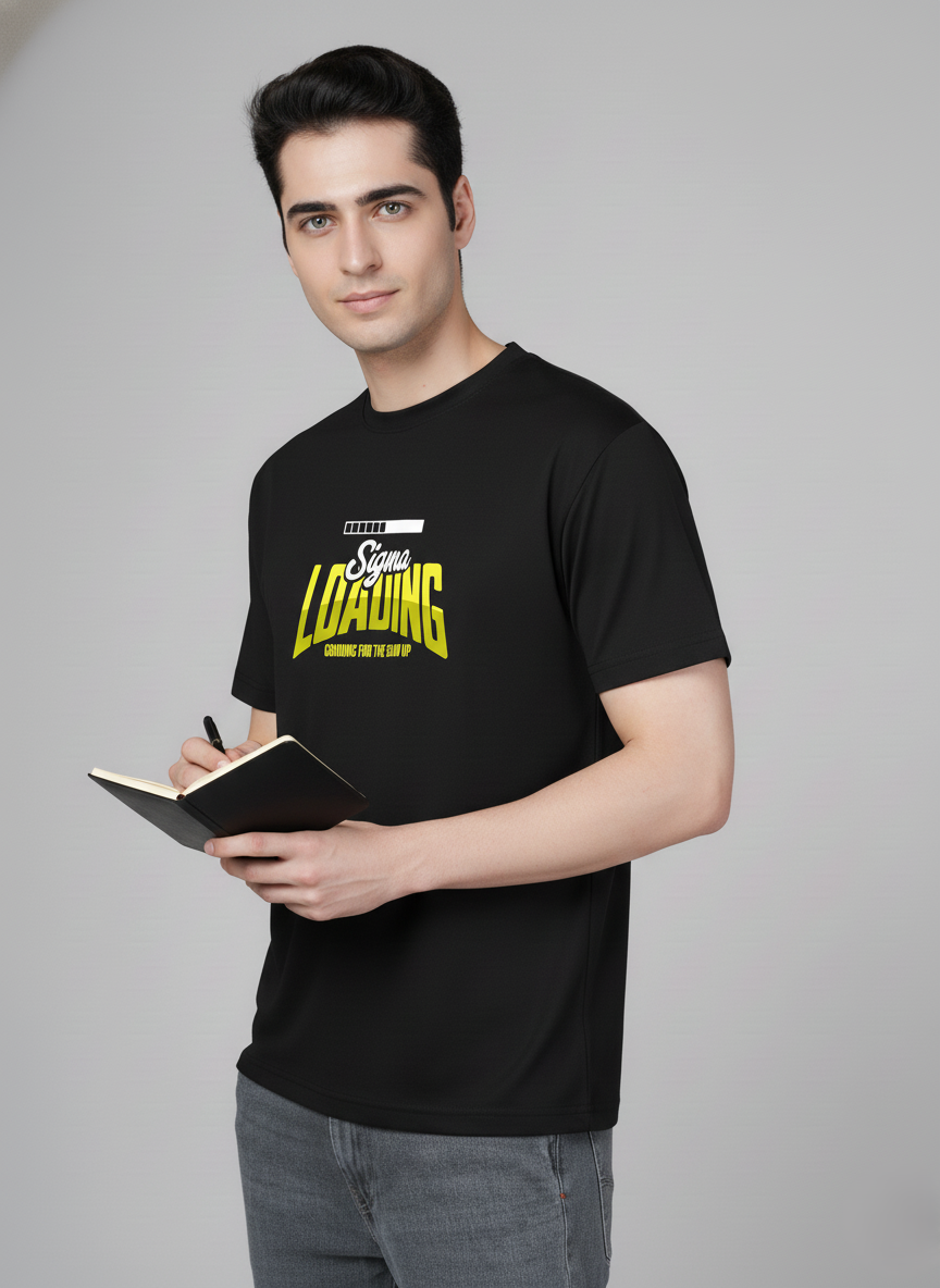 Men Cotton Black Printed Tshirt