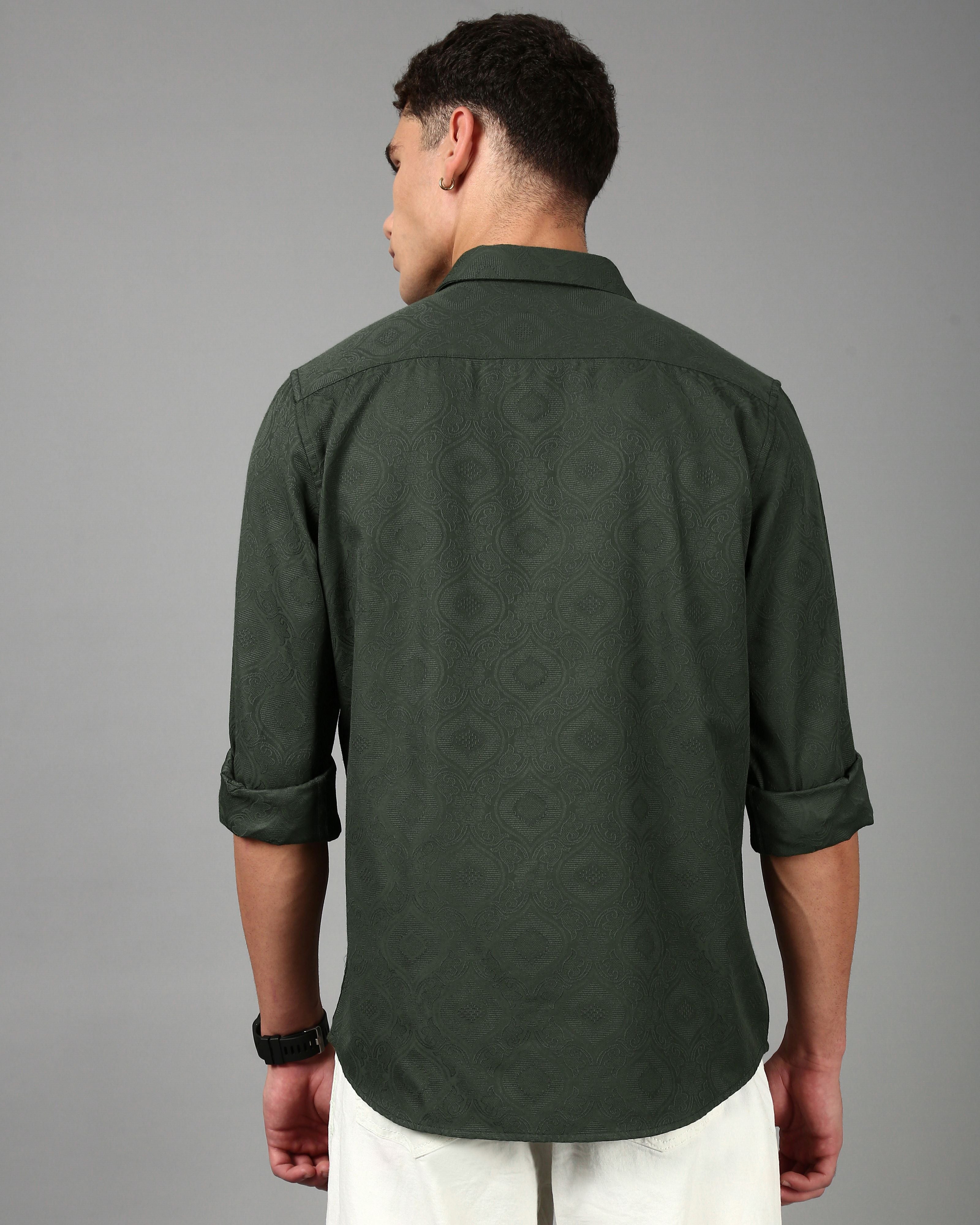 Men Olive Casual Shirt