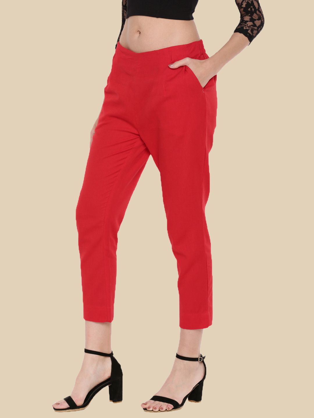 Women Red Casual Pants