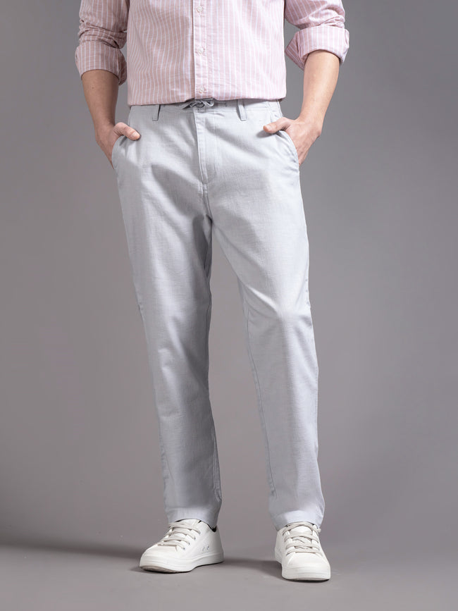 Men Blue DrawString  Regular Fit Chinos Trouser