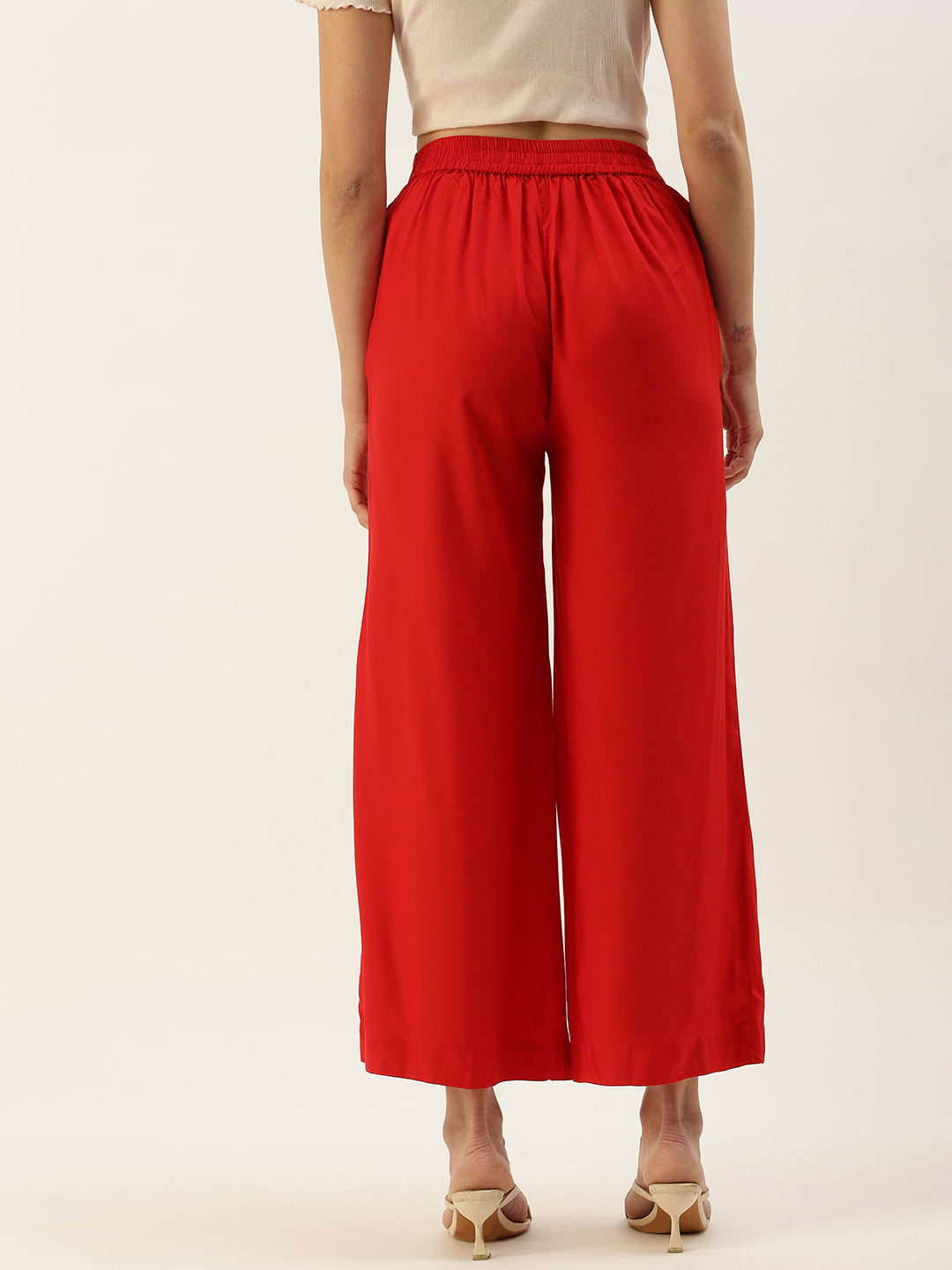 Women Red Casual Palazzo