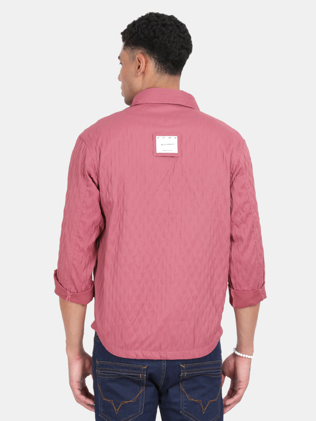 Men Pink Slim Fit Spread Collar Full Sleeve Casual Shirt