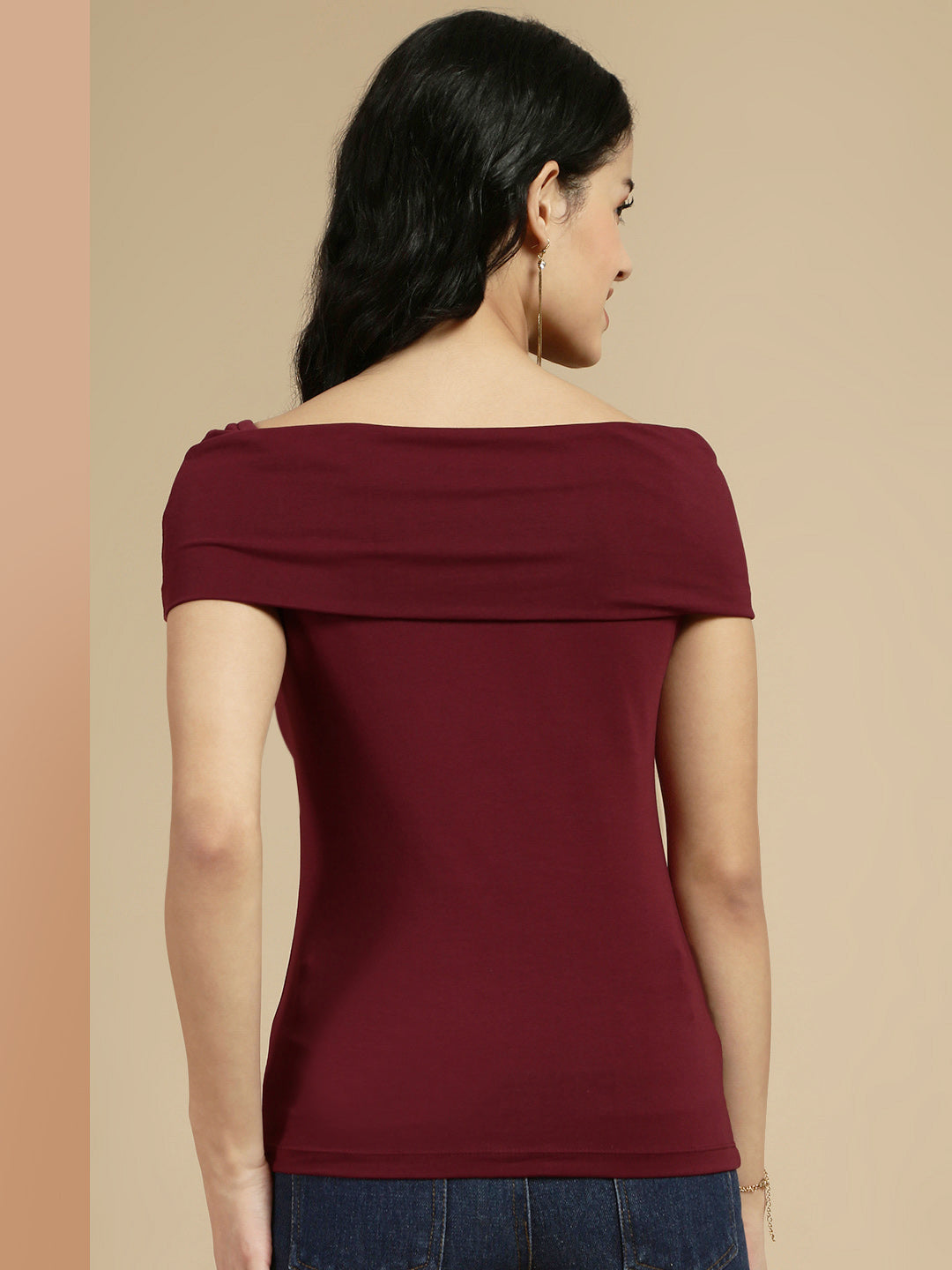 Women Burgundy Sleeveless Top