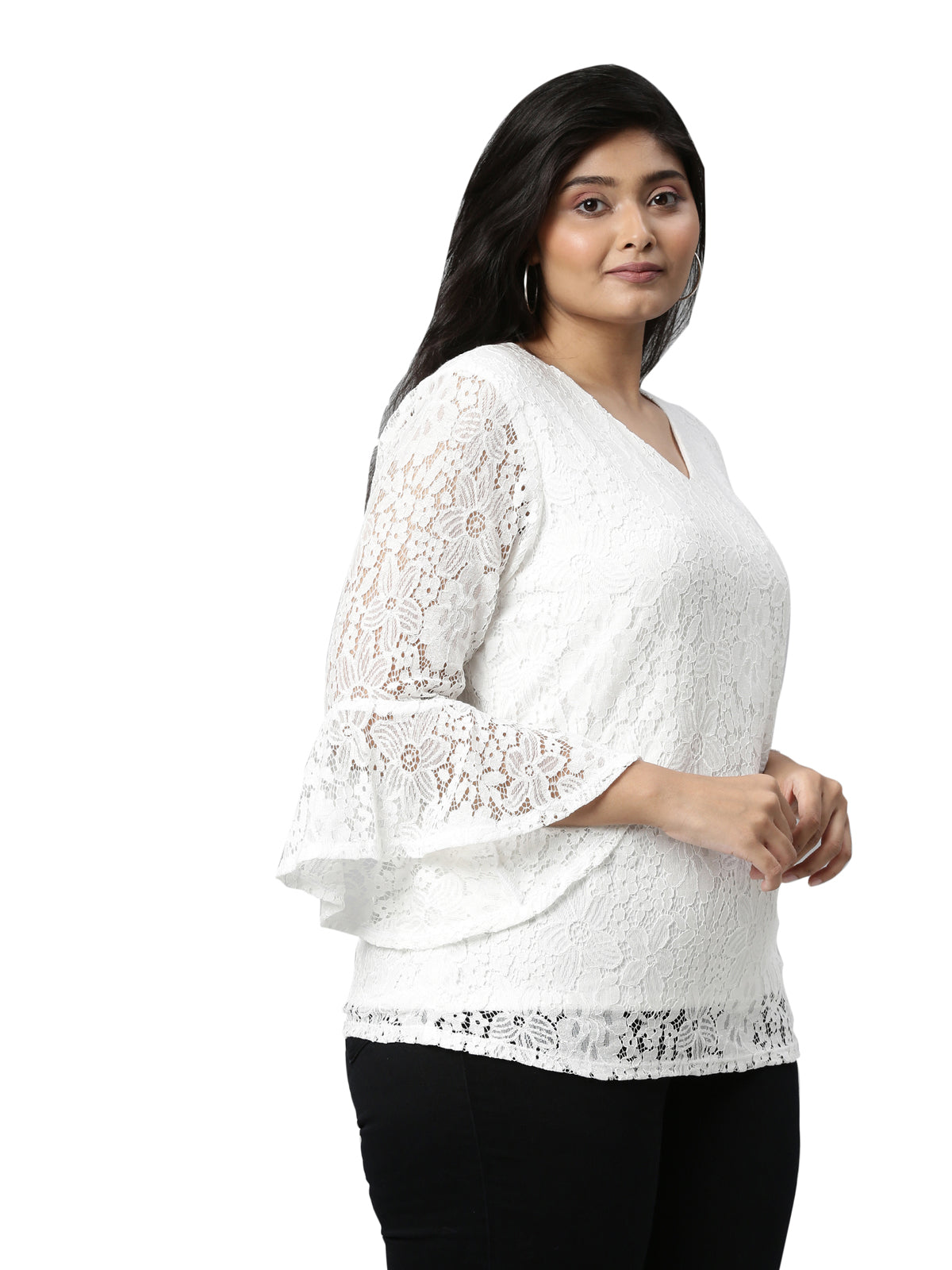 Women White Lace Top