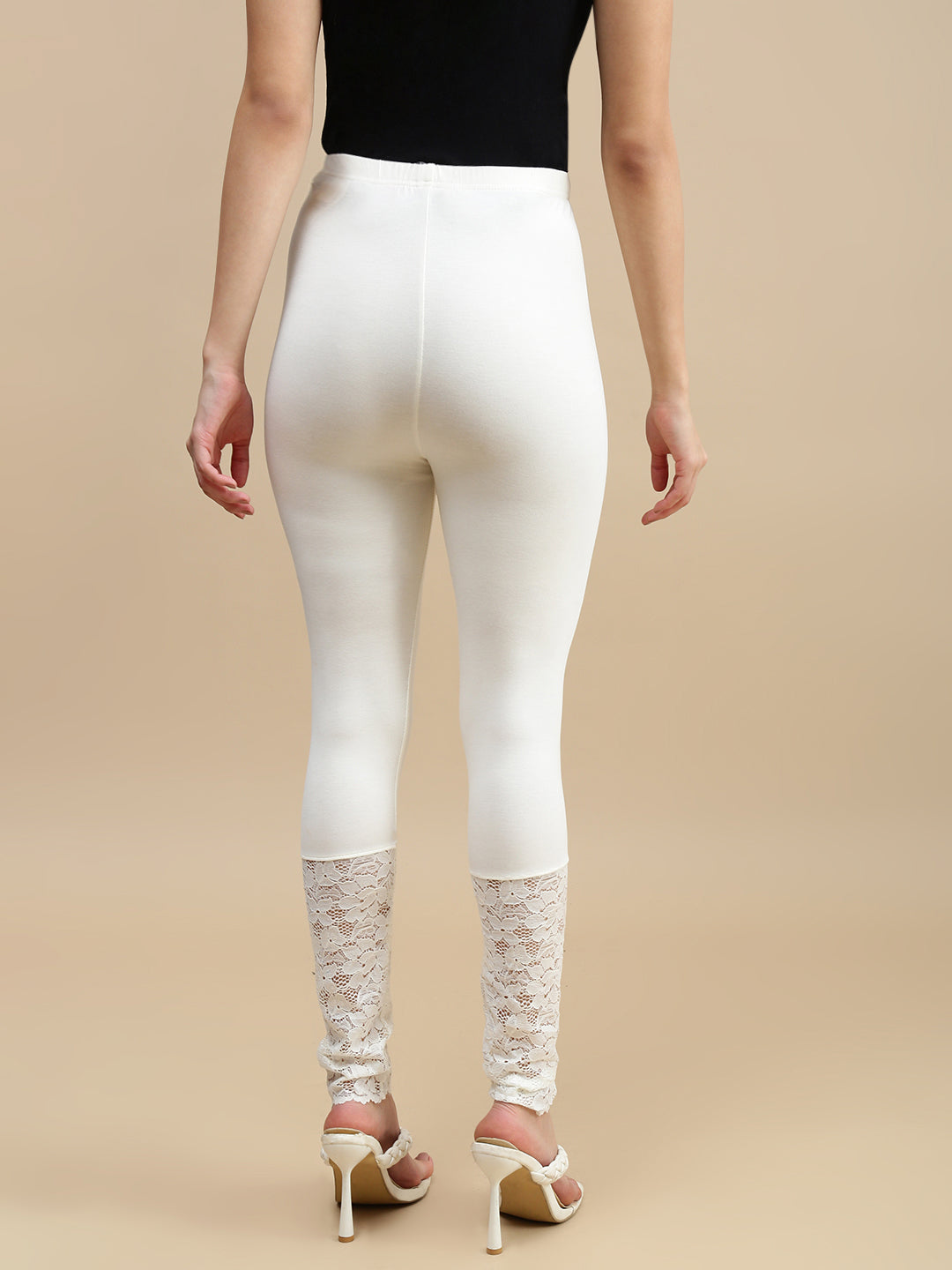 Women Off White Casual Leggings