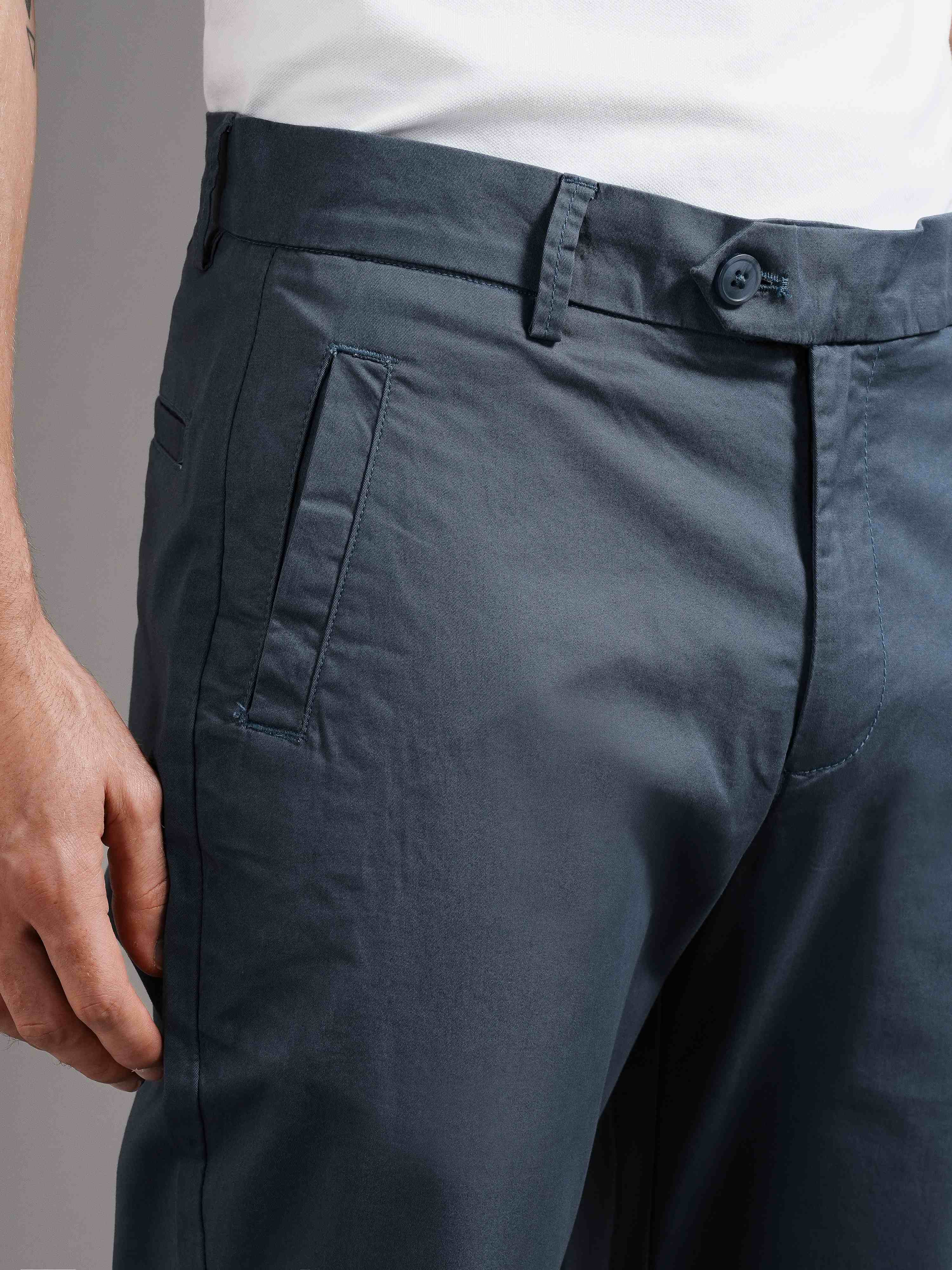 Men Blue Tailored Fit Trousers