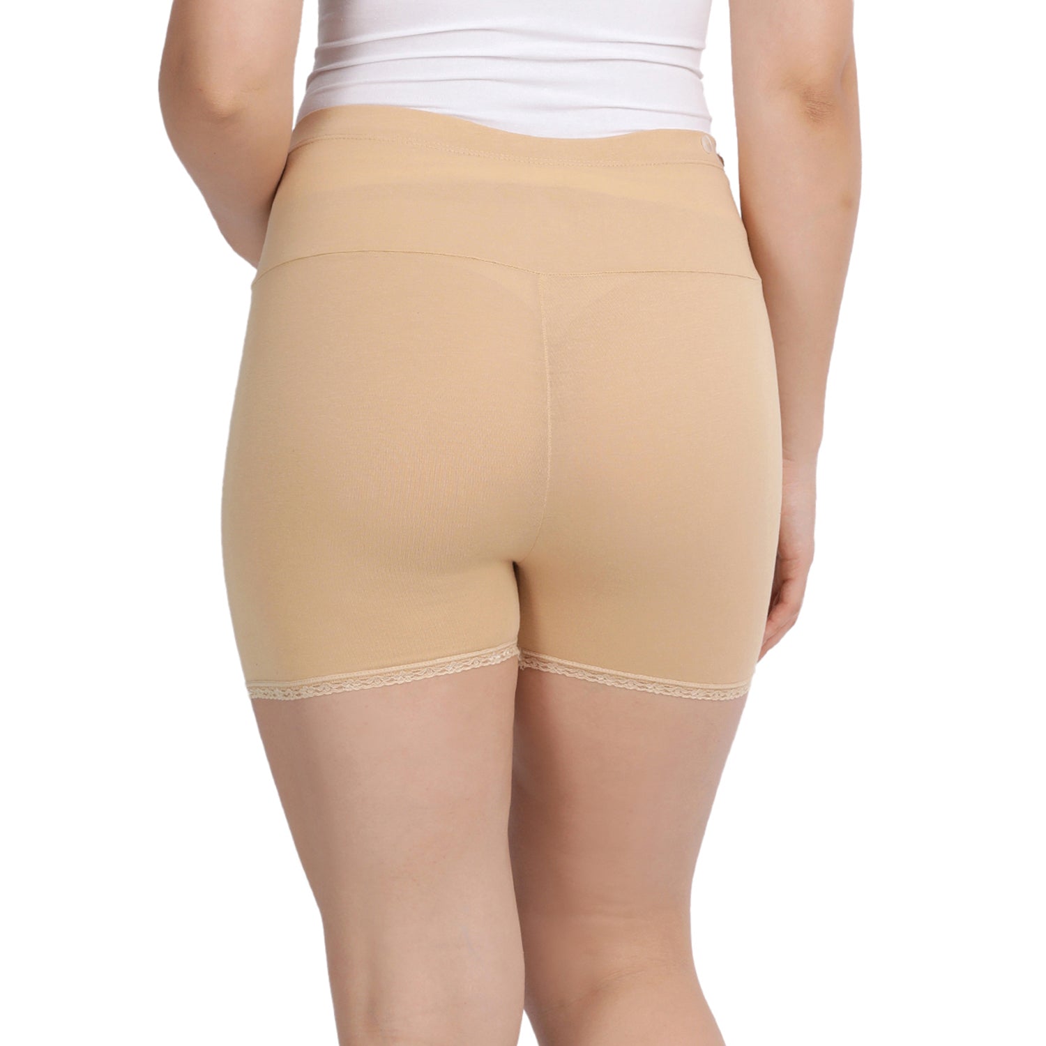 Women Beige Maternity Lace Shorts