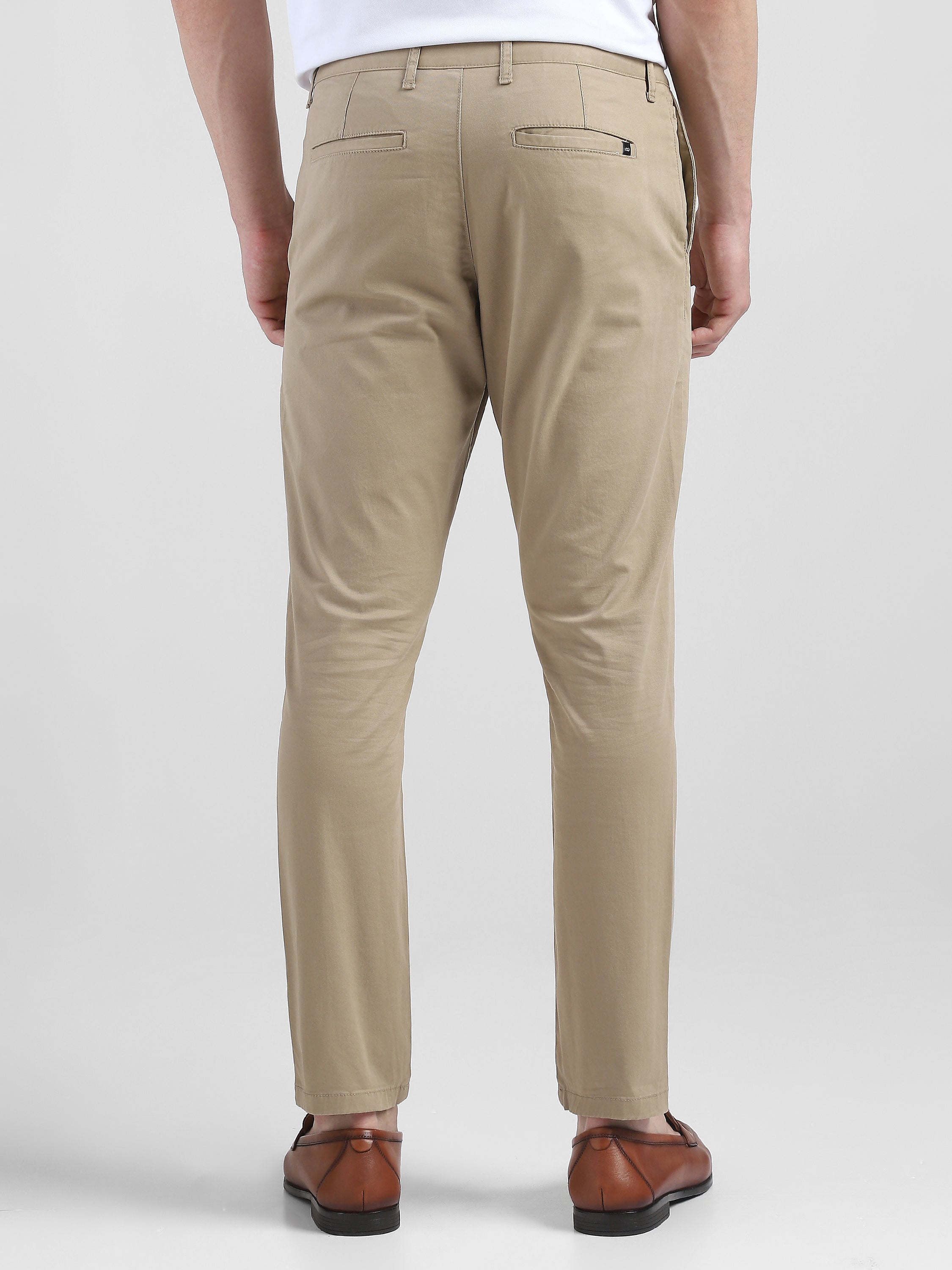 Men Beige Mid Rise Regular Fit Trouser