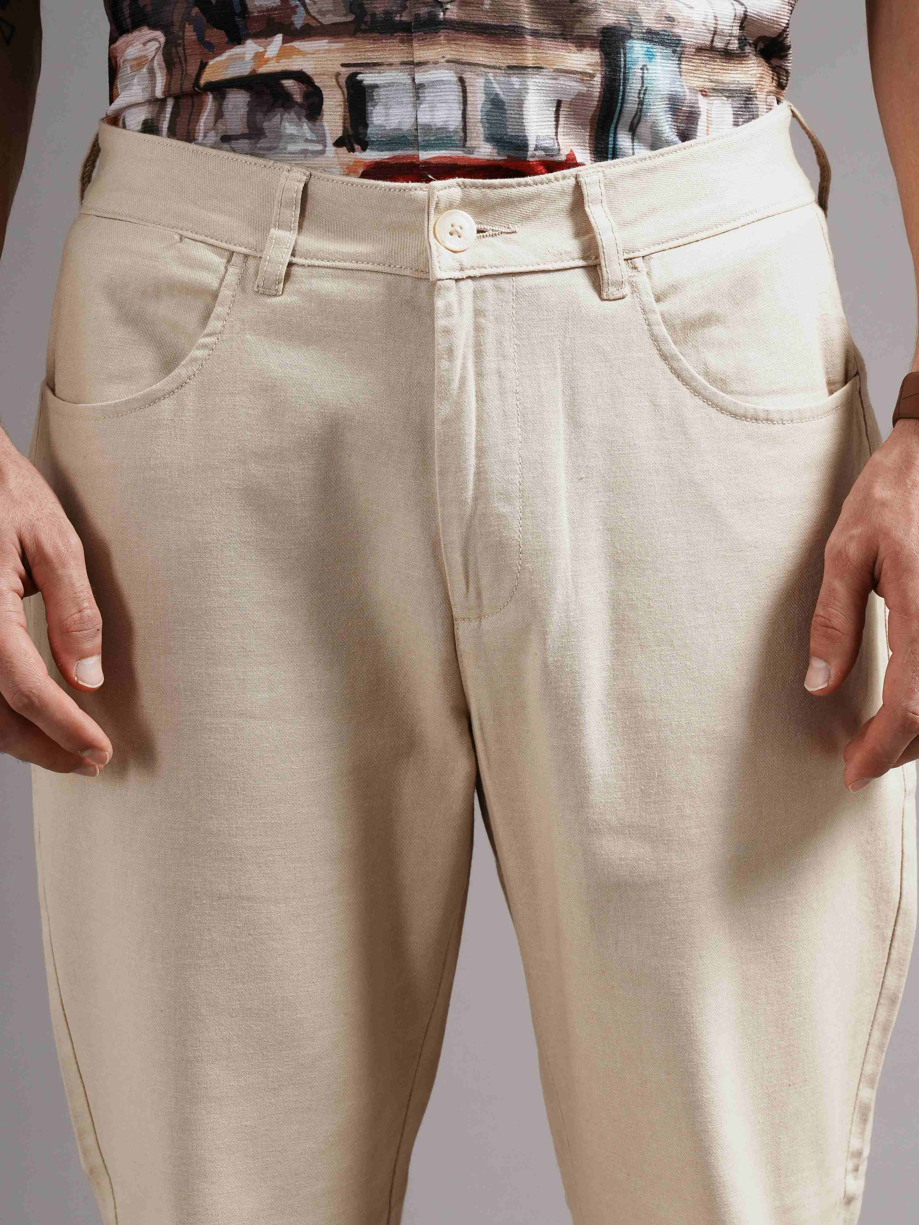 Men Off-White Tailored Fit Trousers