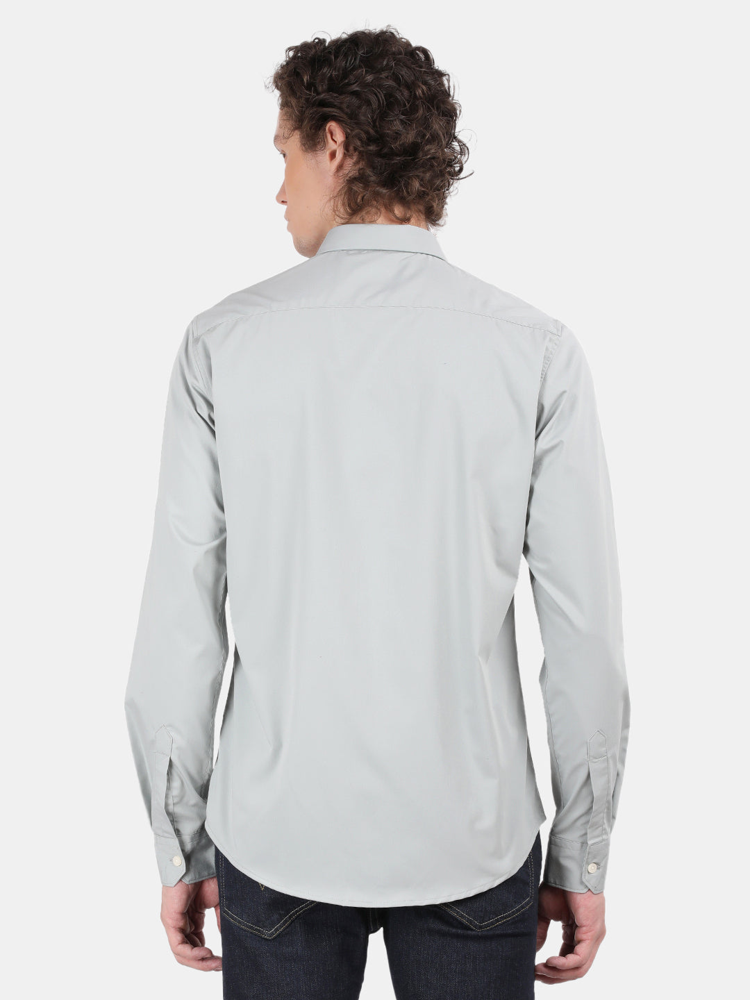 Men Light Green Slim Fit Spread Collar Full Sleeve Casual Shirt