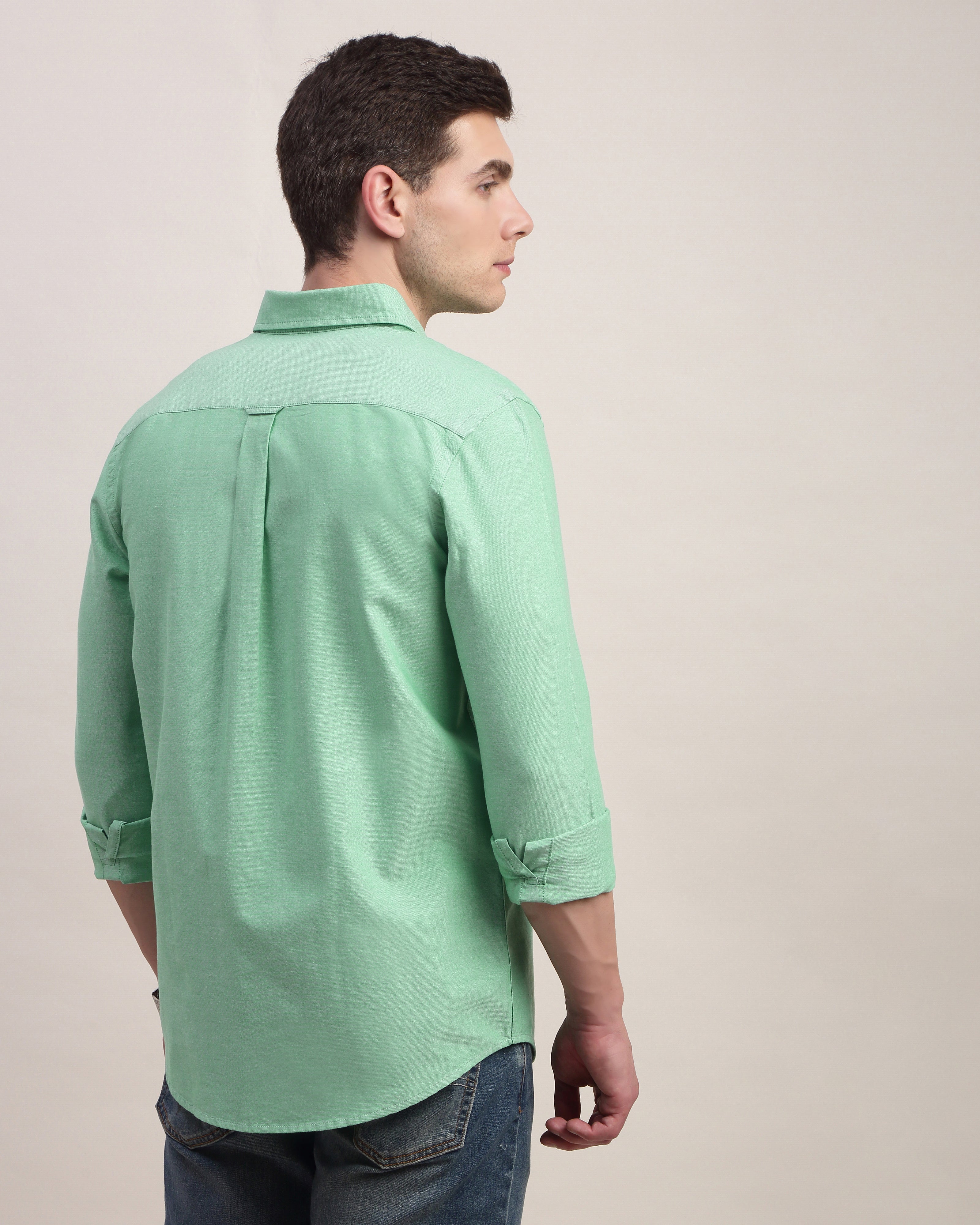 Men Green Oxford Shirt