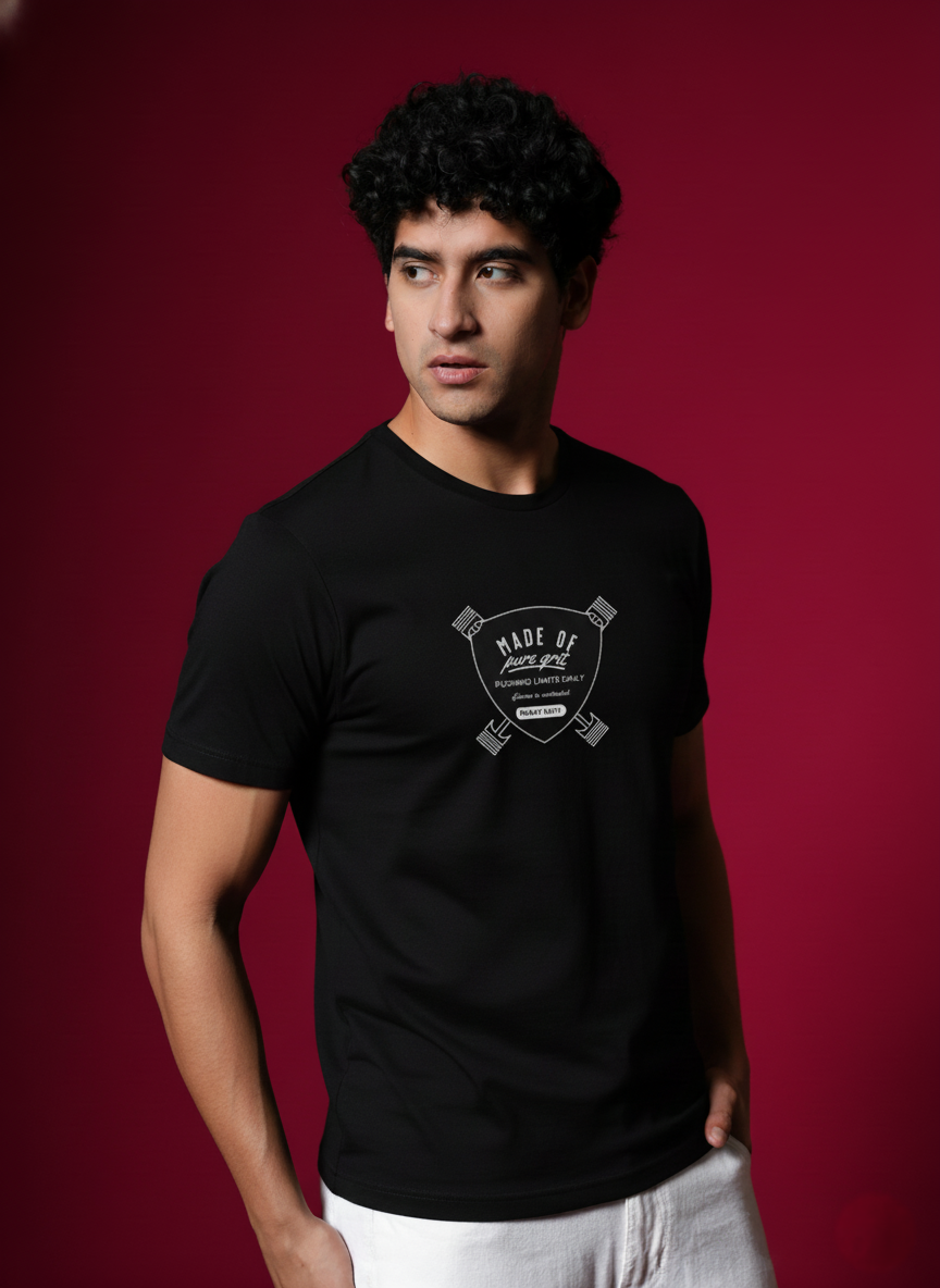 Men Round Neck Cotton T-Shirt