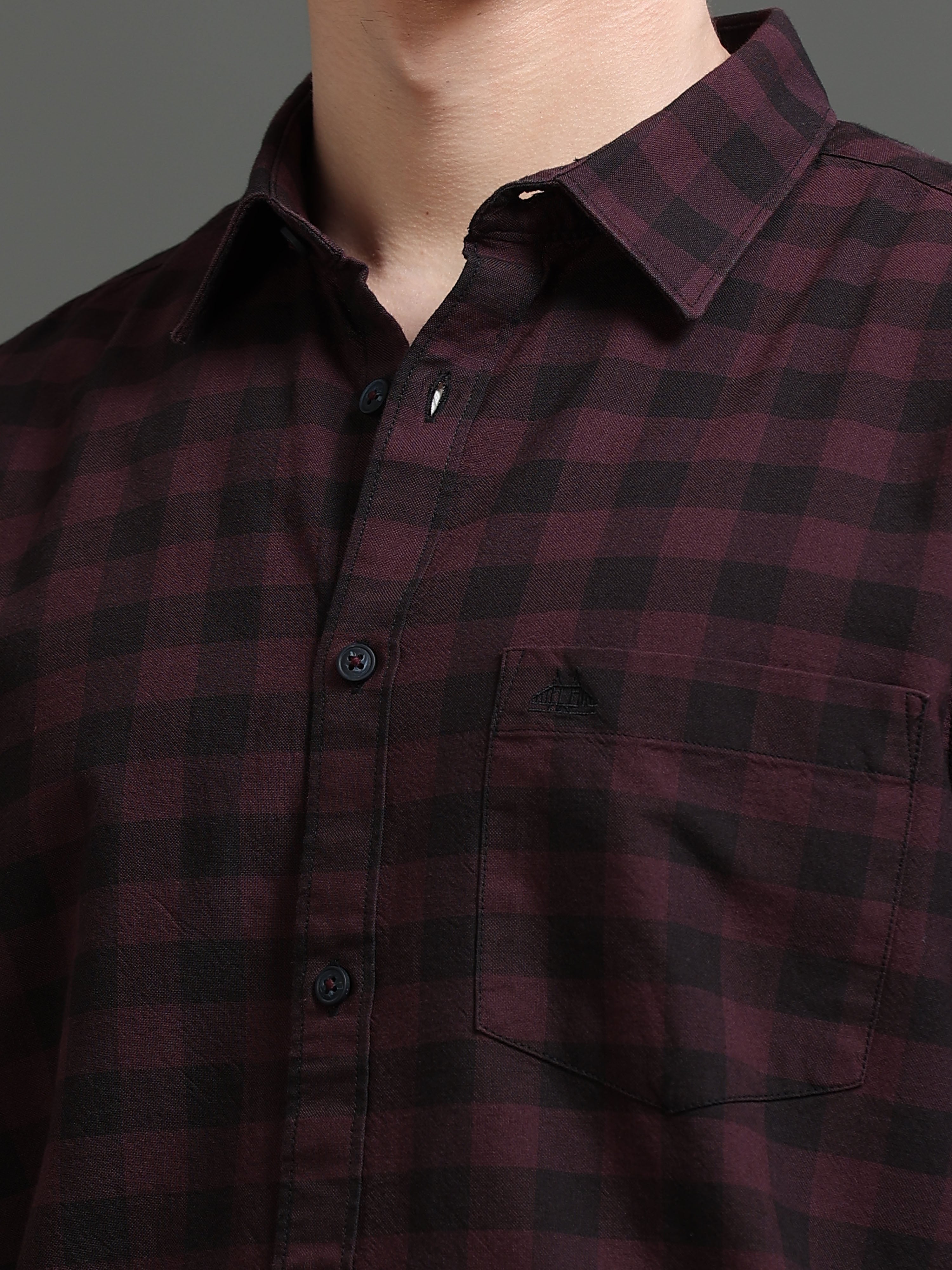 Men Purple Checked Shirt