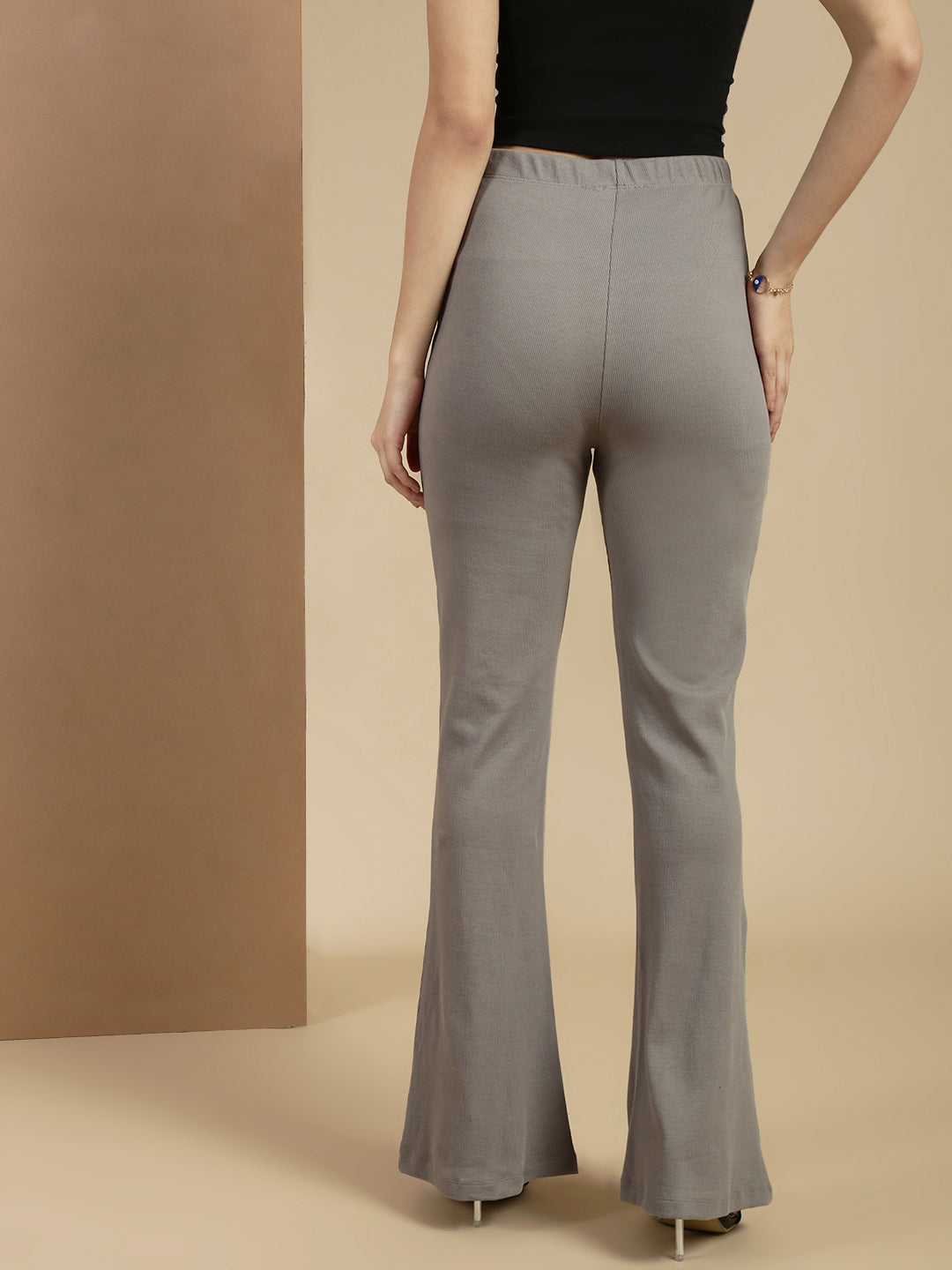 Women Grey Cotton Lycra Pant