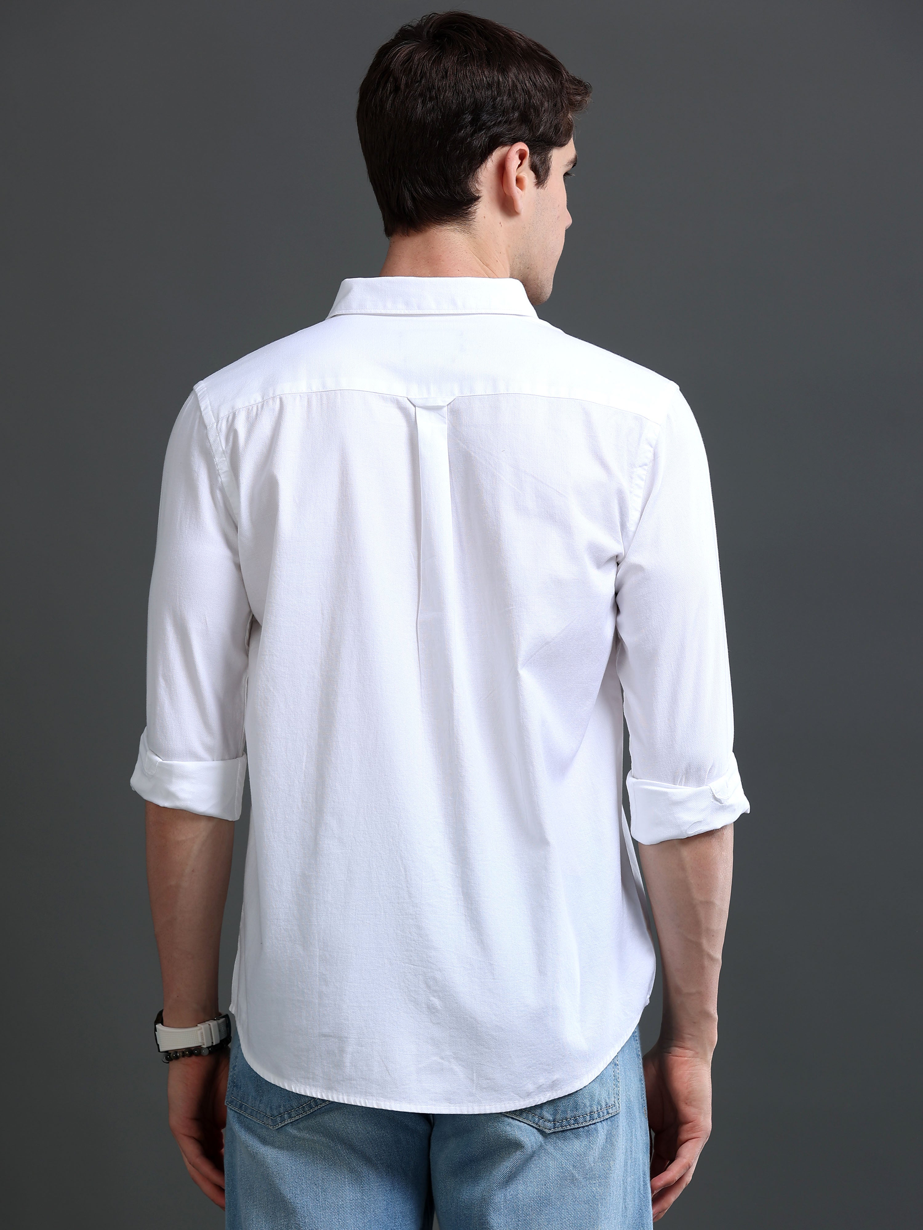 Men White Dobby Shirt