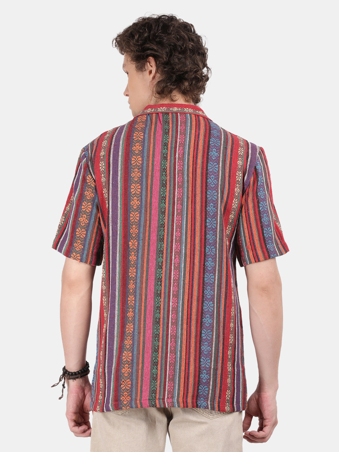Men Red Slim Fit Spread Collar Half Sleeve Casual Shirt